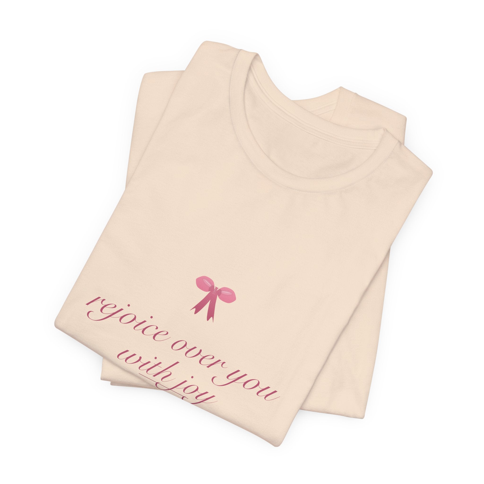Rejoice Over You With Joy Shirt, Coquette Christian Tee, Soft Girl Faith Aesthetic, Bible Verse
