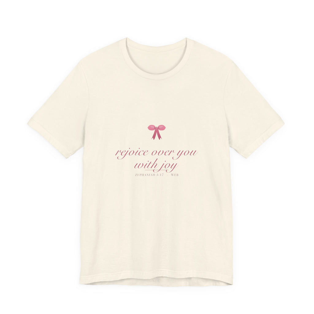 Rejoice Over You With Joy Shirt, Coquette Christian Tee, Soft Girl Faith Aesthetic, Bible Verse