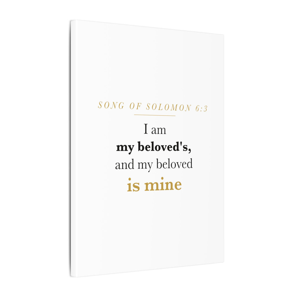 Christian Wedding Gift Scripture Wall Art — I Am My Beloved's, Song of Solomon 6:3 Anniversary Canvas