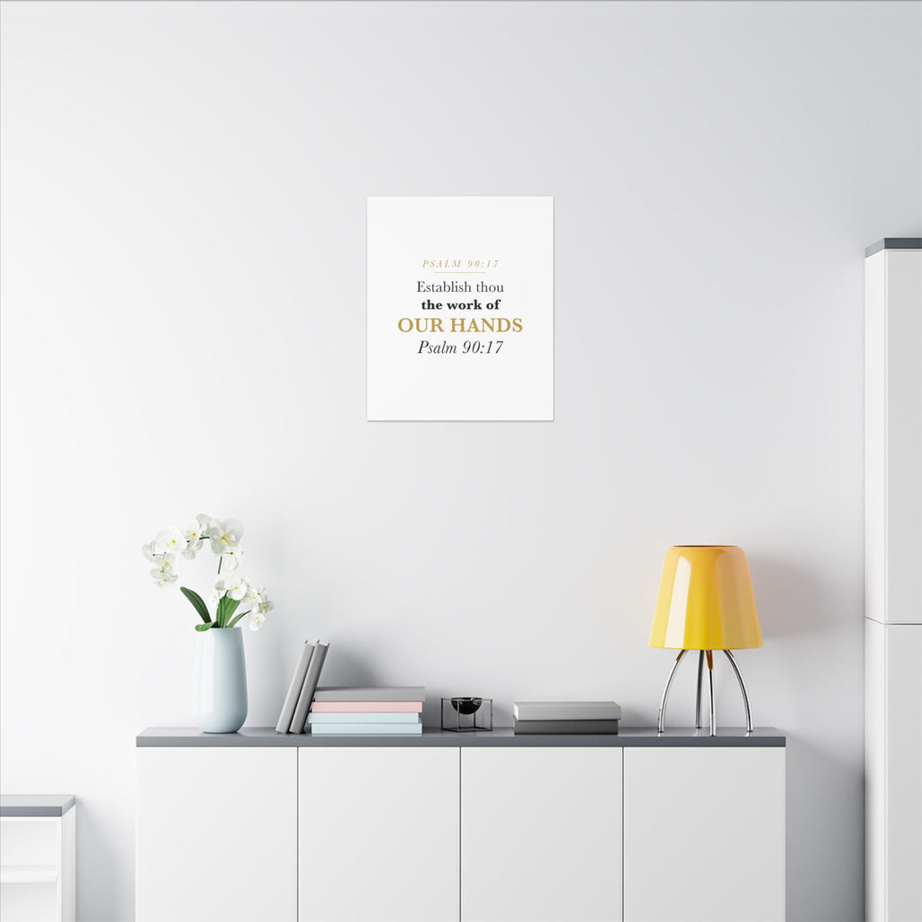 Establish the Work of Our Hands Psalm 90:17 Retirement Gift Canvas | Elegant Serif Christian Wall Art for Retiree