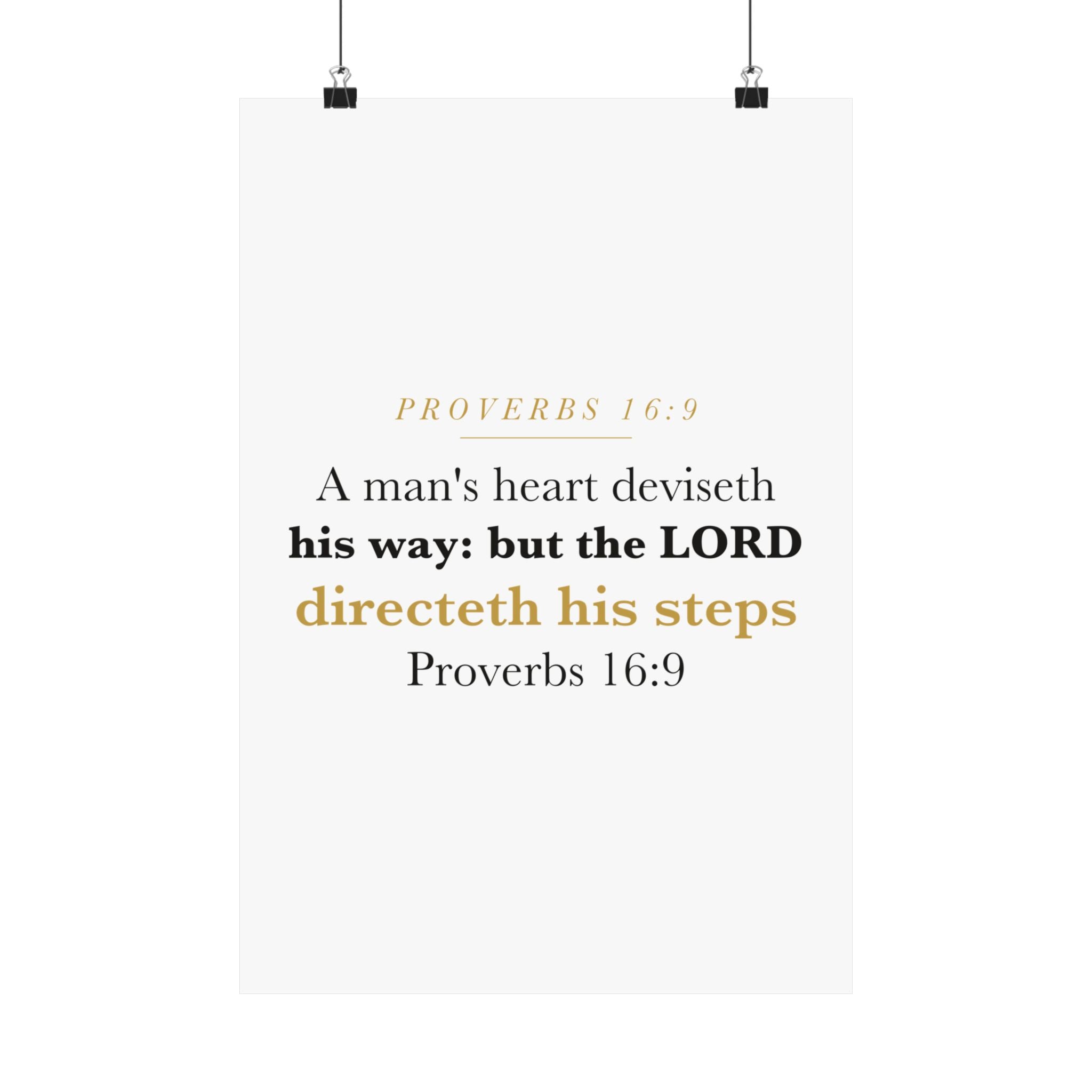 The LORD Directeth His Steps Proverbs 16:9 New Job Promotion Gift Poster | Minimalist Christian Print for New Career