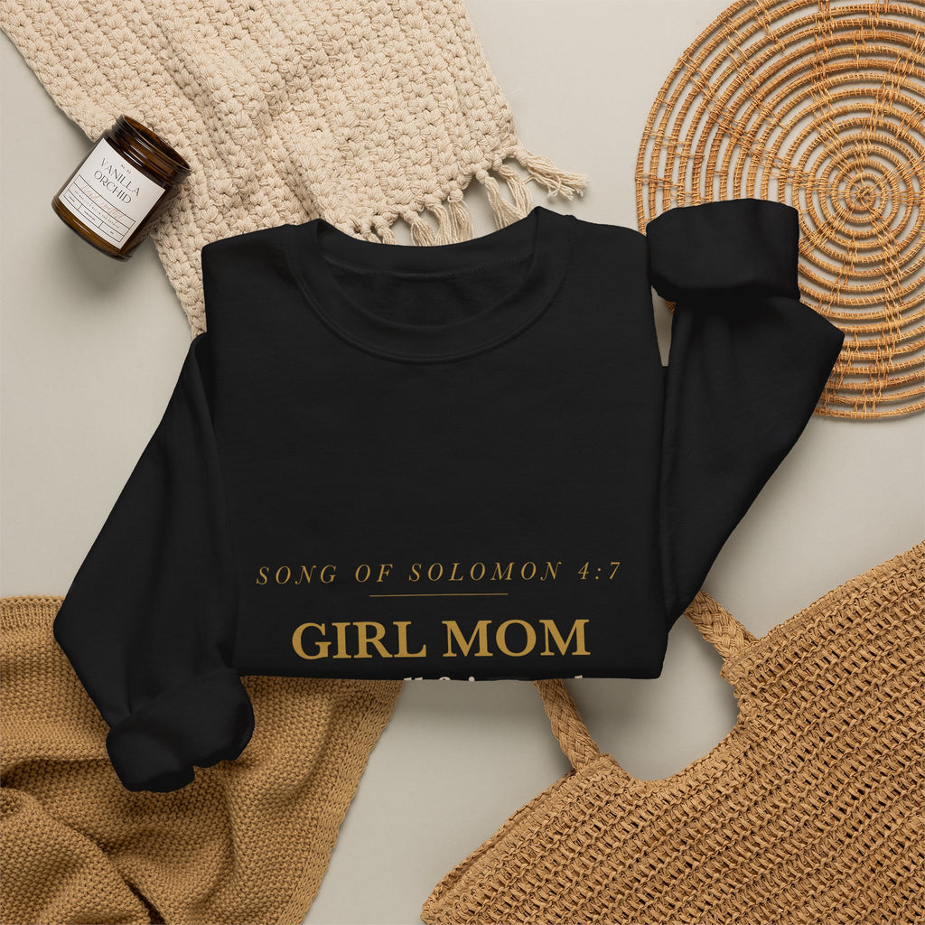 Girl Mom Sweatshirt Song of Solomon 4:7 Thou Art All Fair Christian Mom of Daughters Crewneck Gift
