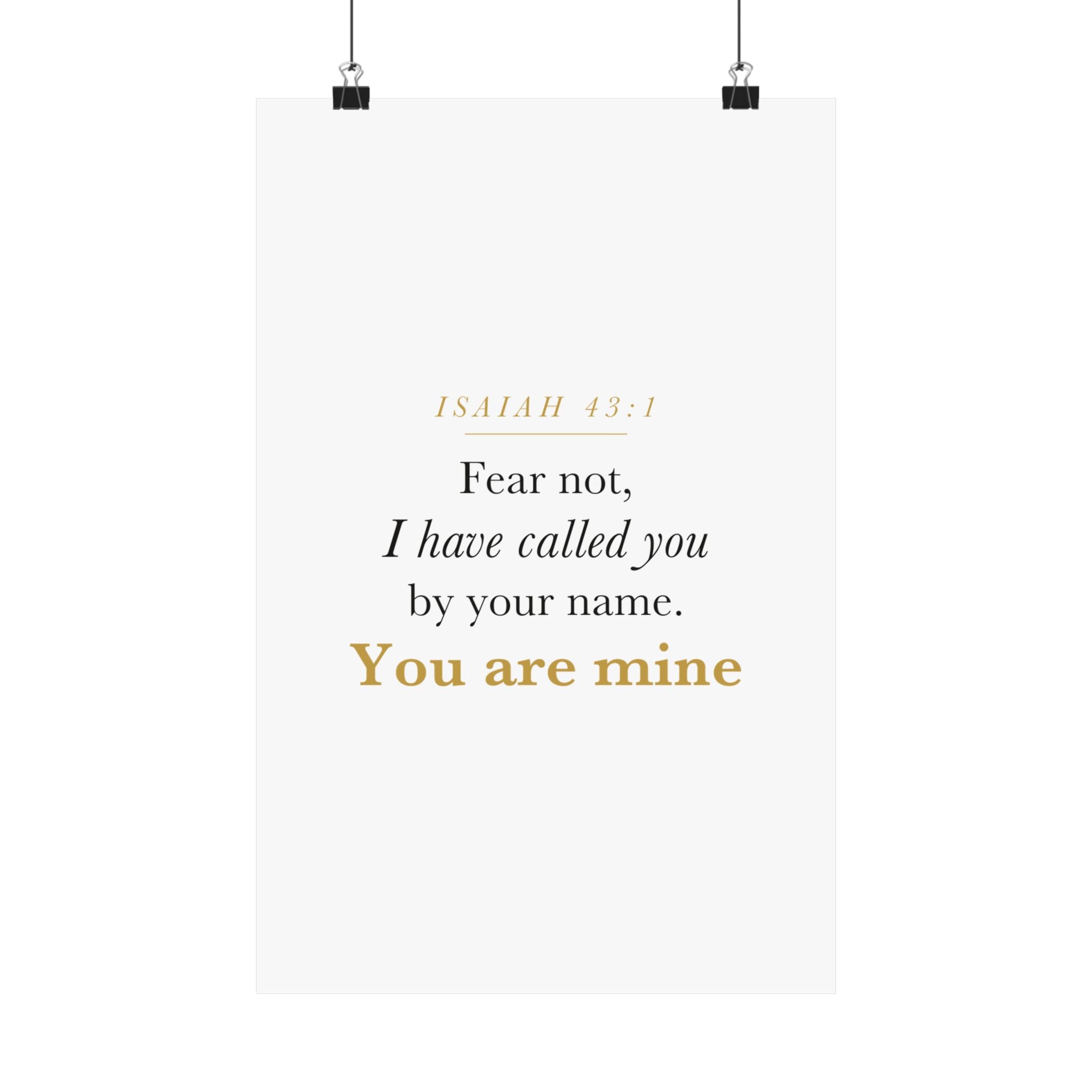 Isaiah 43:1 Nursery Wall Art — Fear Not, You Are Mine — Christian Baby Girl Scripture Print