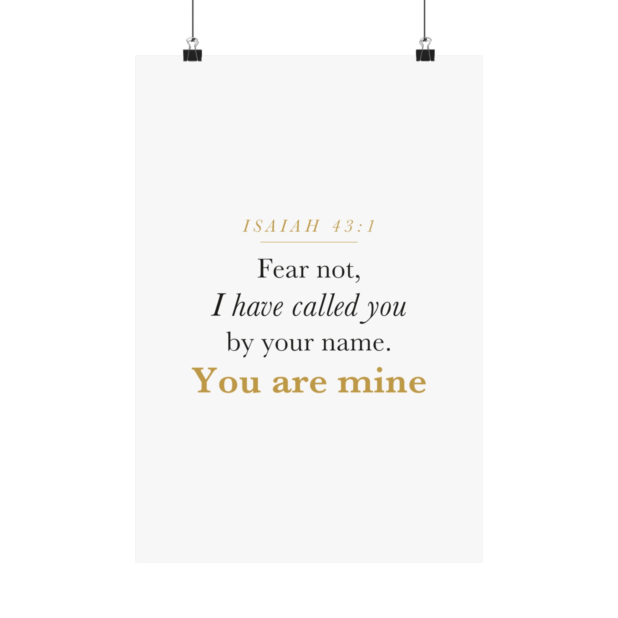 Isaiah 43:1 Nursery Wall Art — Fear Not, You Are Mine — Christian Baby Girl Scripture Print