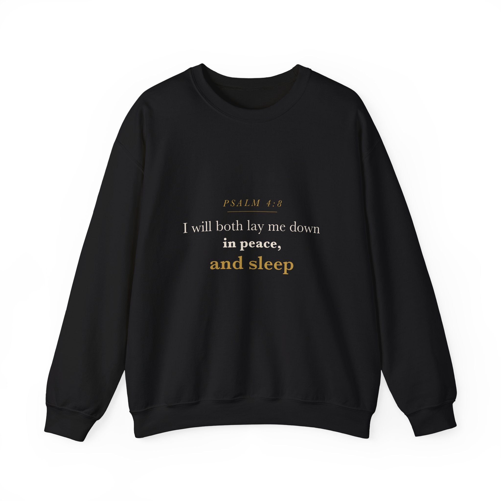 Christian Gift for Anxiety Peace and Rest — I Will Lay Me Down in Peace, Psalm 4:8 Cozy Scripture Sweatshirt