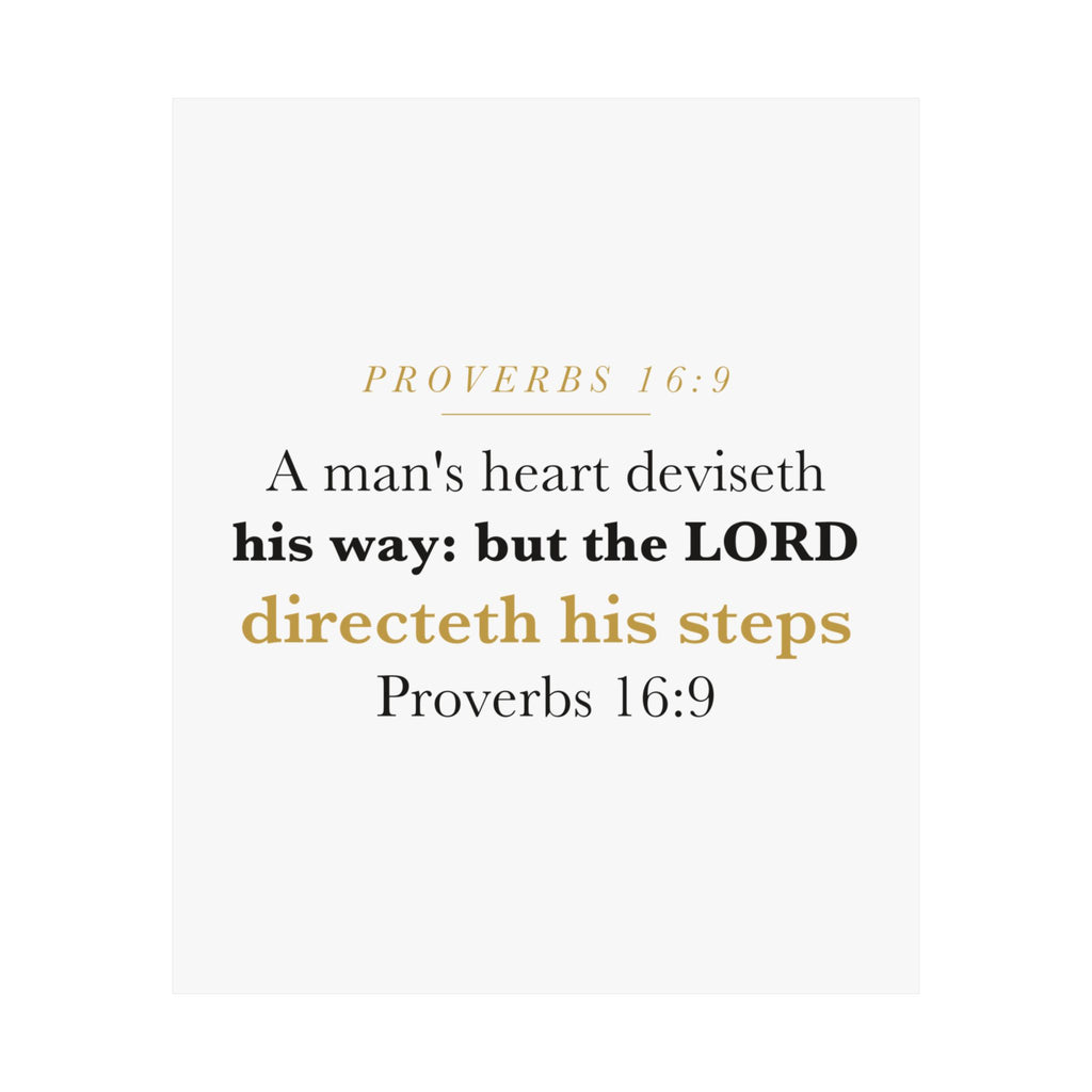 The LORD Directeth His Steps Proverbs 16:9 New Job Promotion Gift Poster | Minimalist Christian Print for New Career