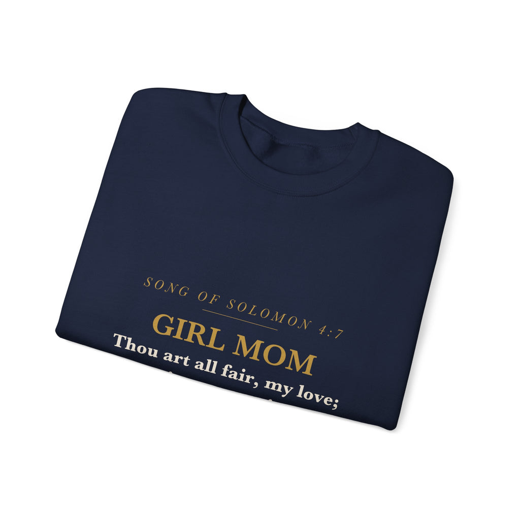 Girl Mom Sweatshirt Song of Solomon 4:7 Thou Art All Fair Christian Mom of Daughters Crewneck Gift