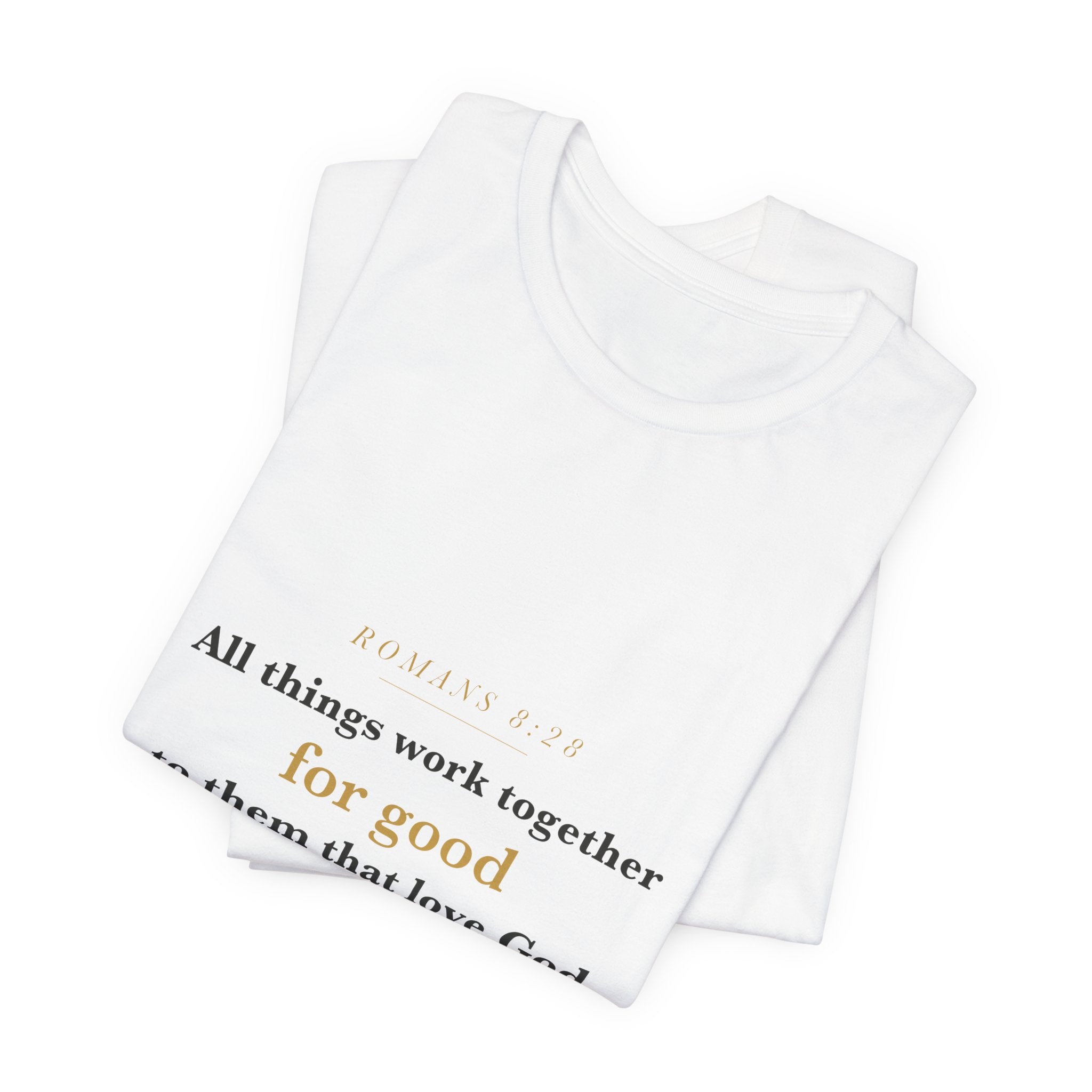 All Things Work Together — Romans 8:28 Scripture Tee · Light