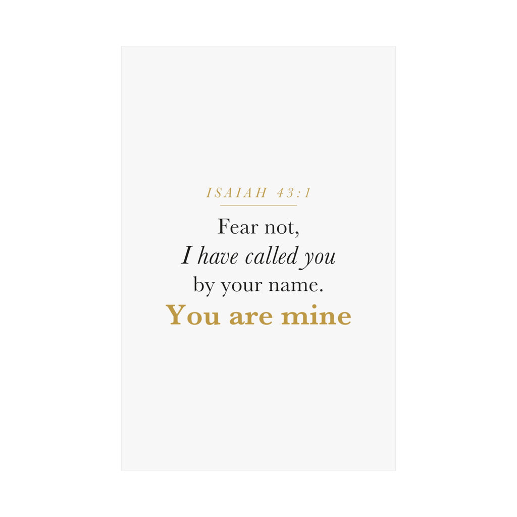 Isaiah 43:1 Nursery Wall Art — Fear Not, You Are Mine — Christian Baby Girl Scripture Print