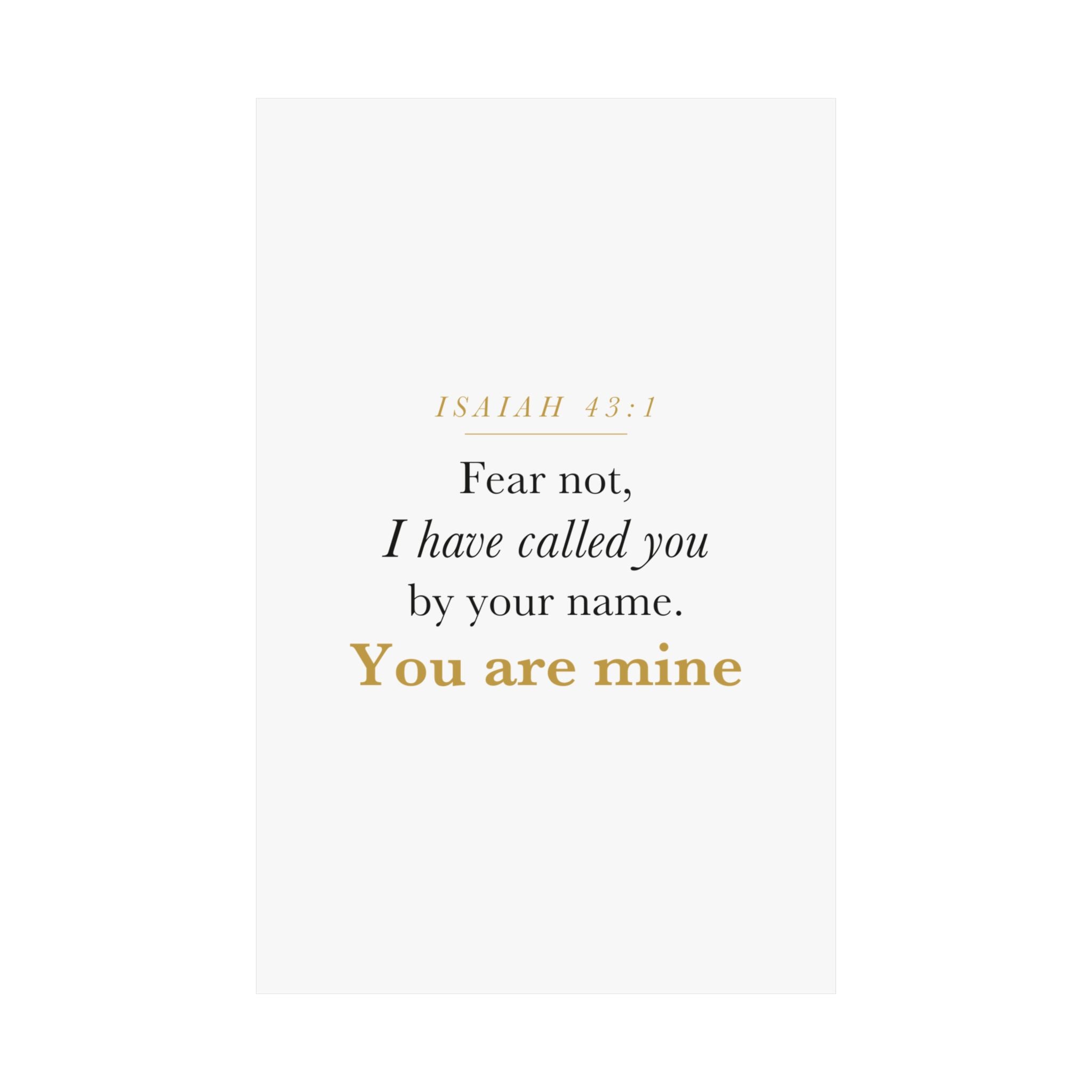 Isaiah 43:1 Nursery Wall Art — Fear Not, You Are Mine — Christian Baby Girl Scripture Print