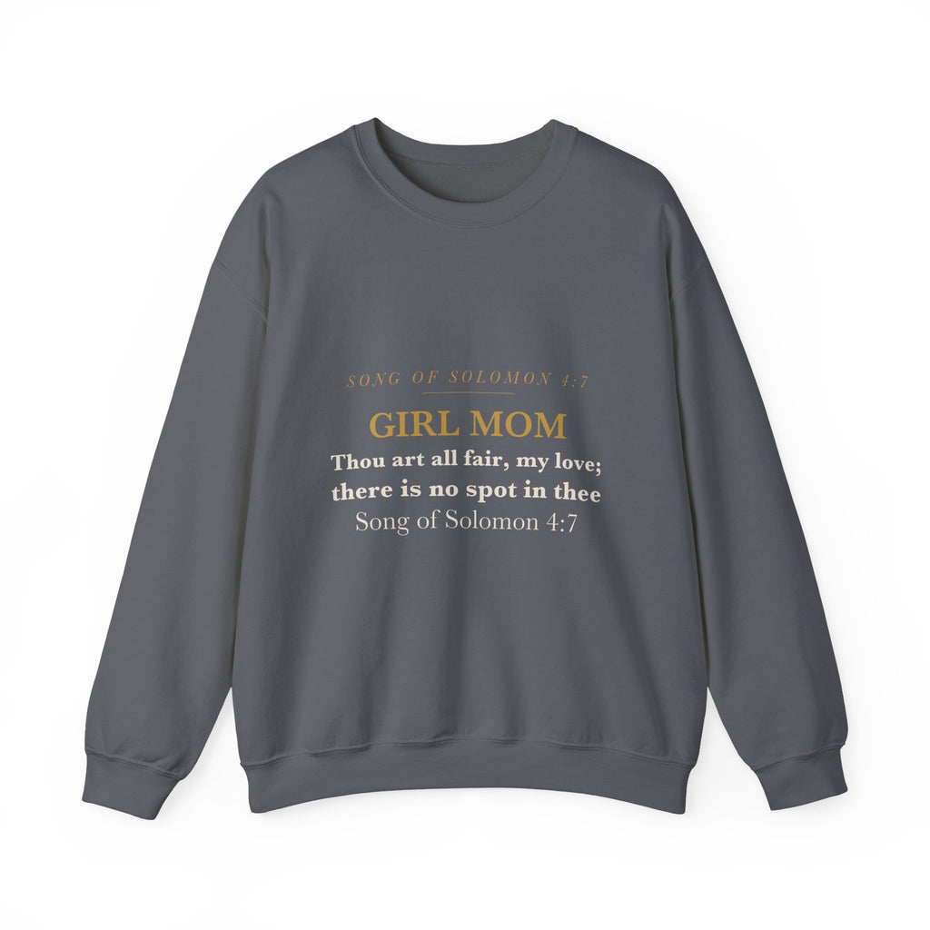 Girl Mom Sweatshirt Song of Solomon 4:7 Thou Art All Fair Christian Mom of Daughters Crewneck Gift