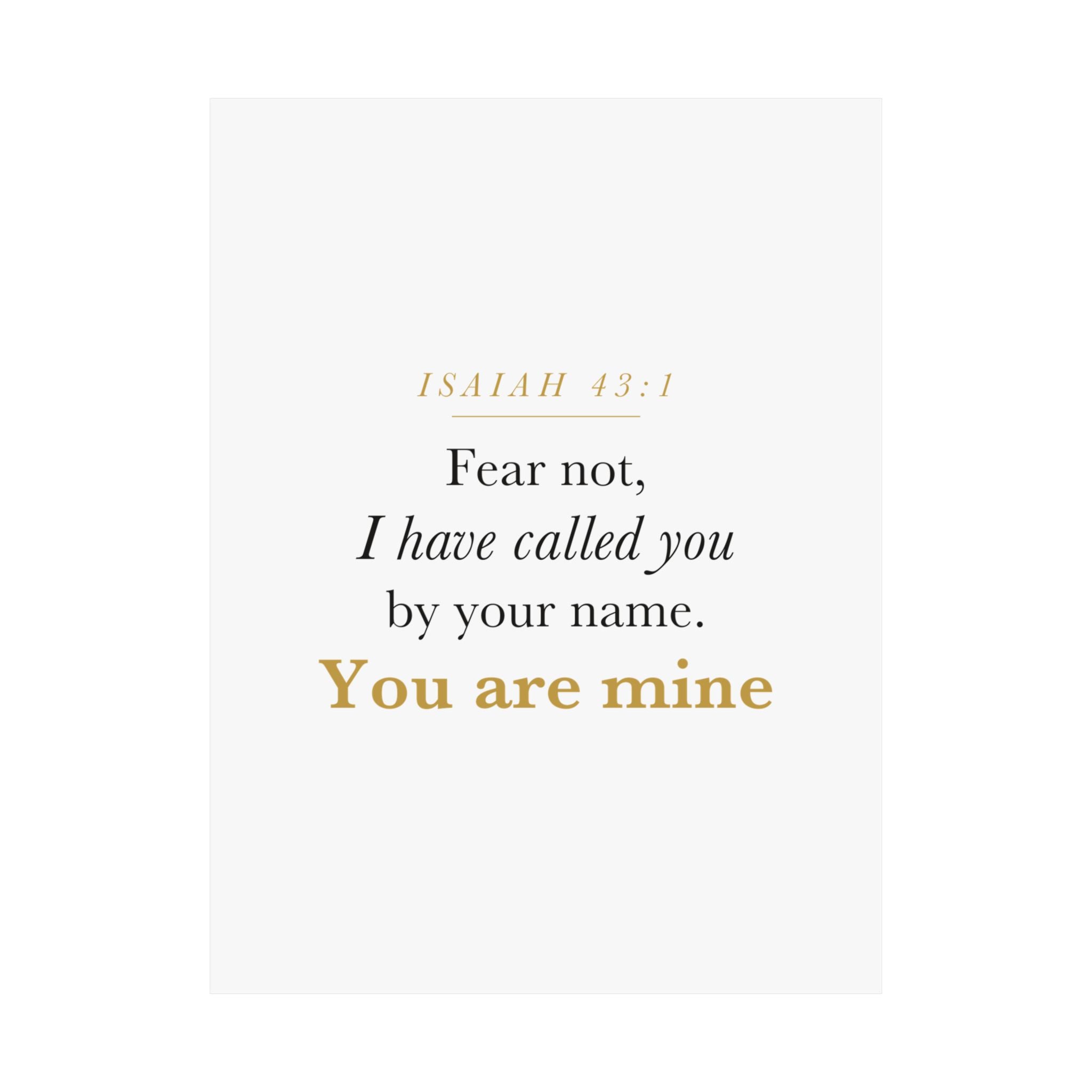 Isaiah 43:1 Nursery Wall Art — Fear Not, You Are Mine — Christian Baby Girl Scripture Print