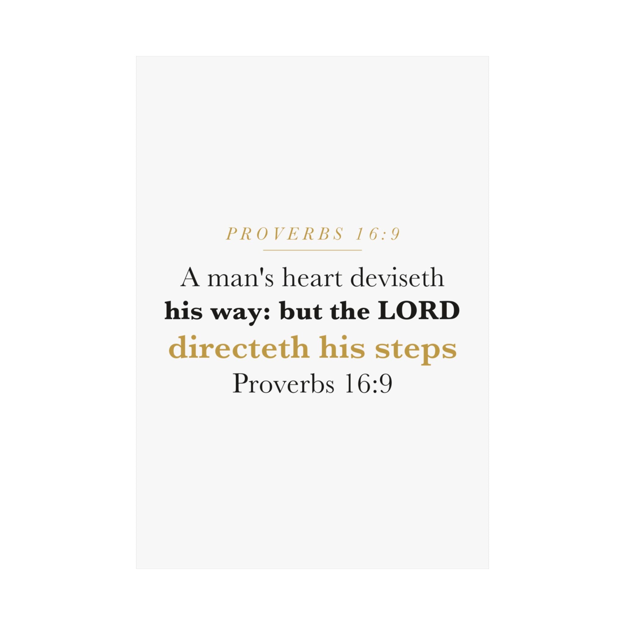The LORD Directeth His Steps Proverbs 16:9 New Job Promotion Gift Poster | Minimalist Christian Print for New Career