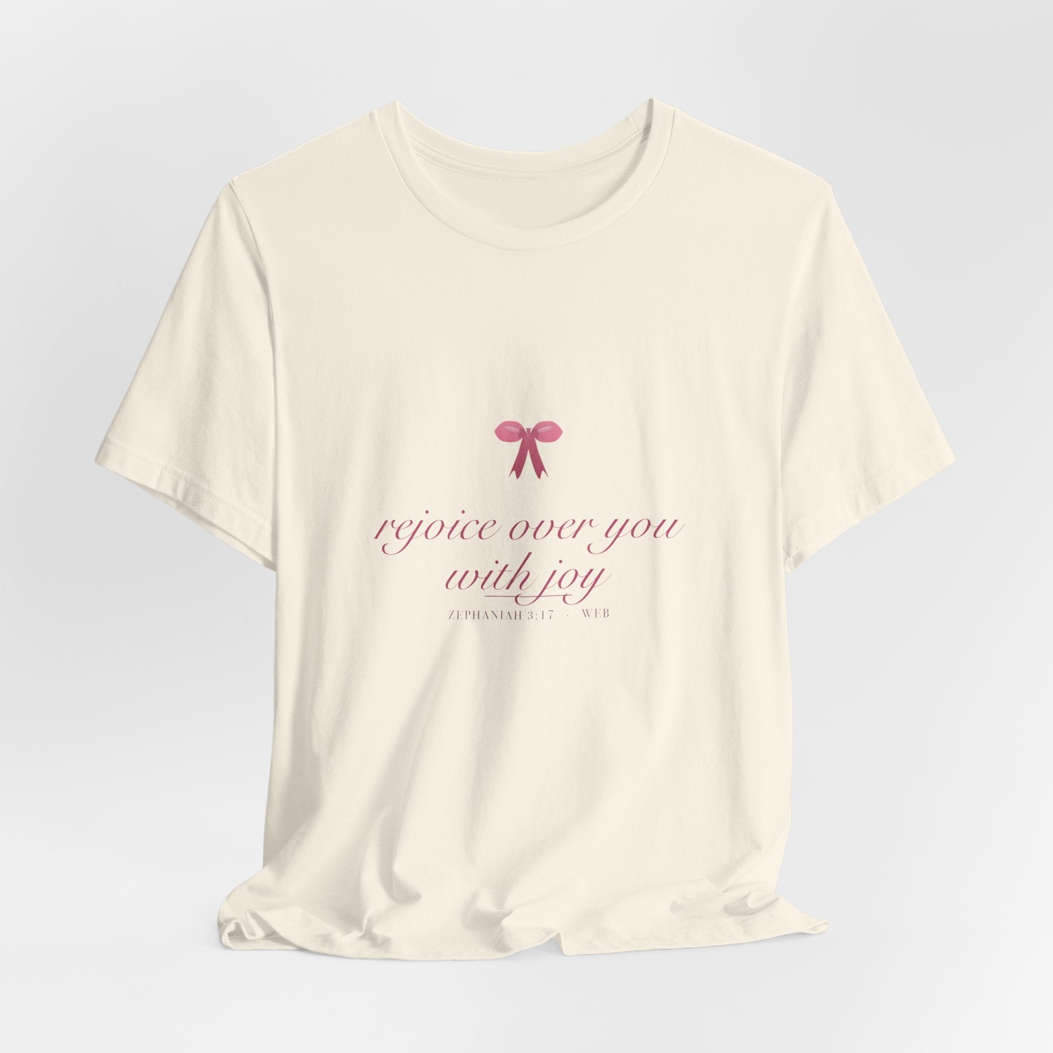 Rejoice Over You With Joy Shirt, Coquette Christian Tee, Soft Girl Faith Aesthetic, Bible Verse