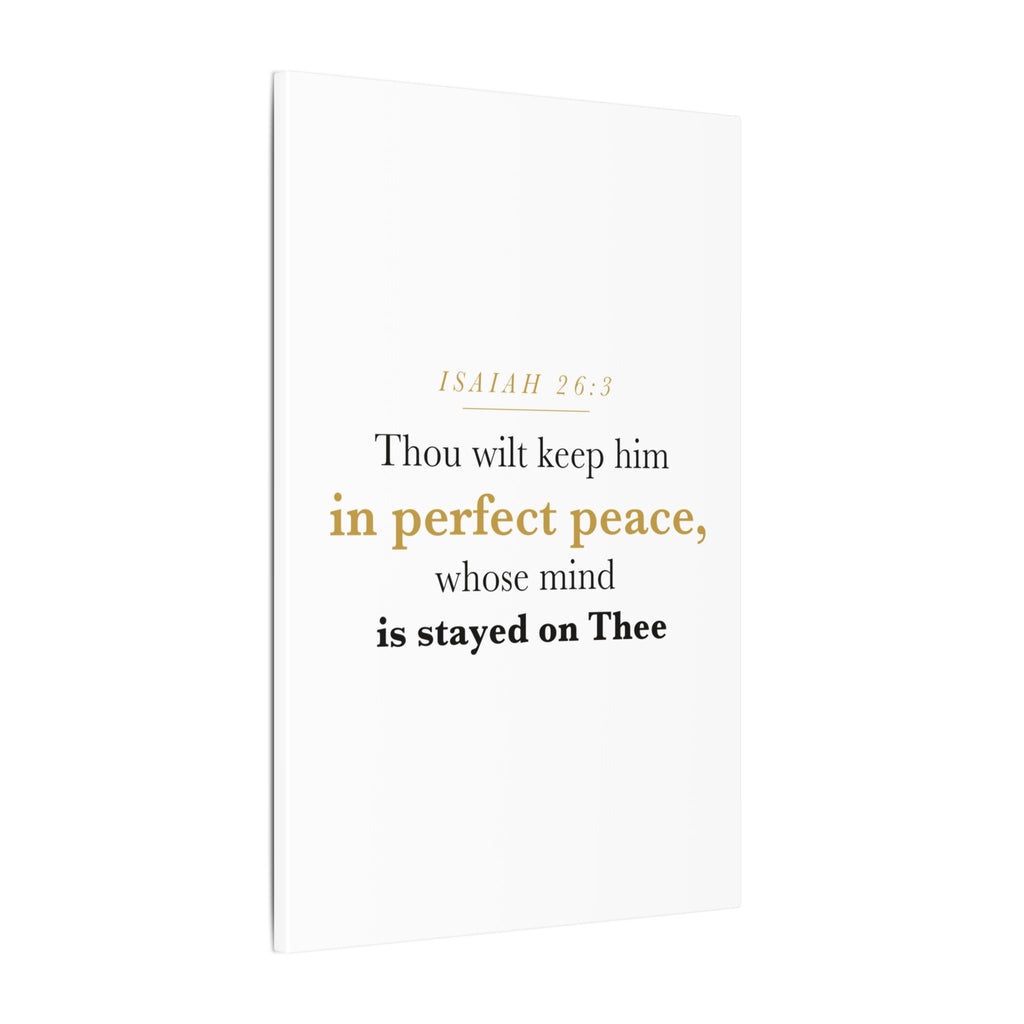 Perfect Peace Bible Verse Canvas — Whose Mind Is Stayed on Thee, Isaiah 26:3 Minimalist Neutral Scripture Wall Art
