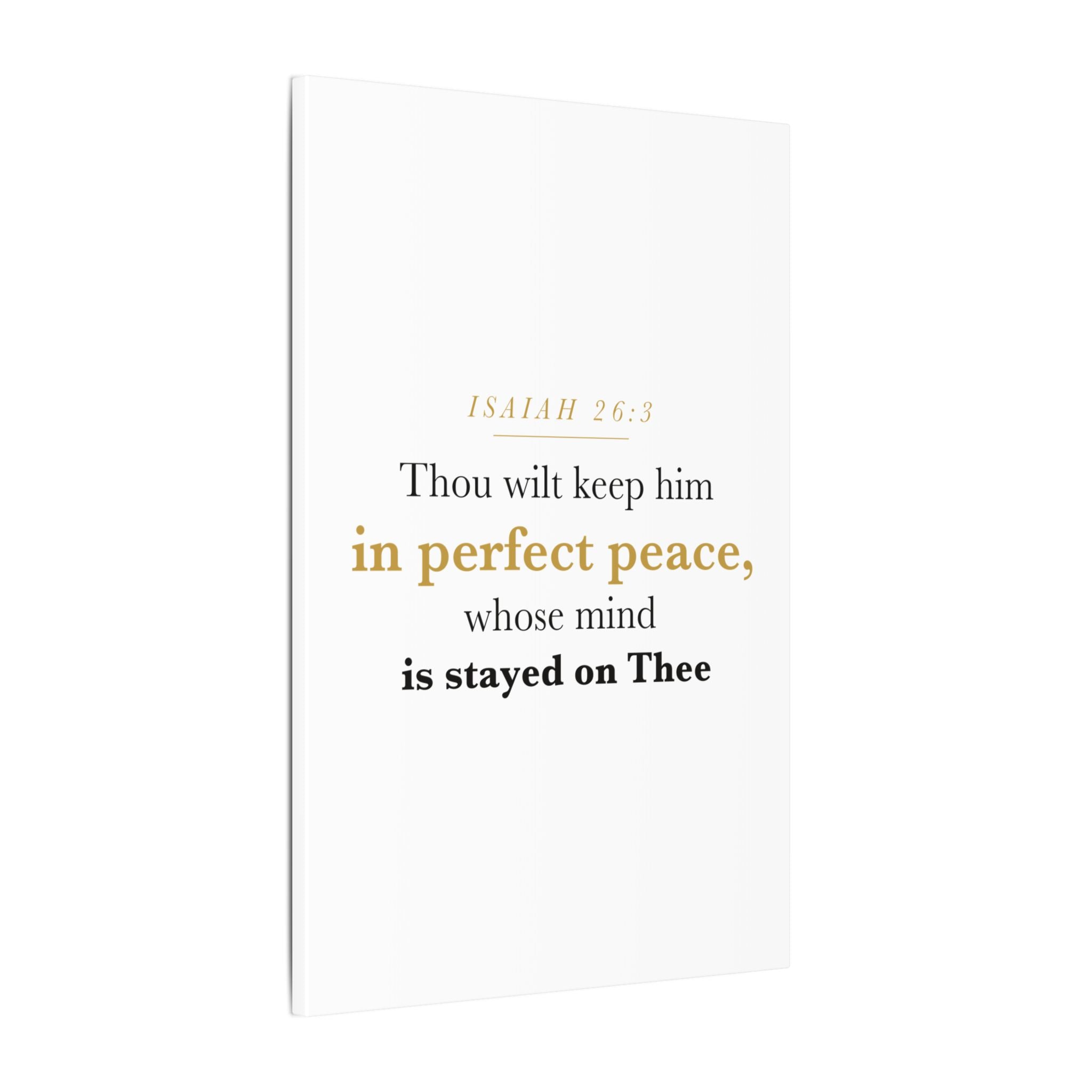 Perfect Peace Bible Verse Canvas — Whose Mind Is Stayed on Thee, Isaiah 26:3 Minimalist Neutral Scripture Wall Art