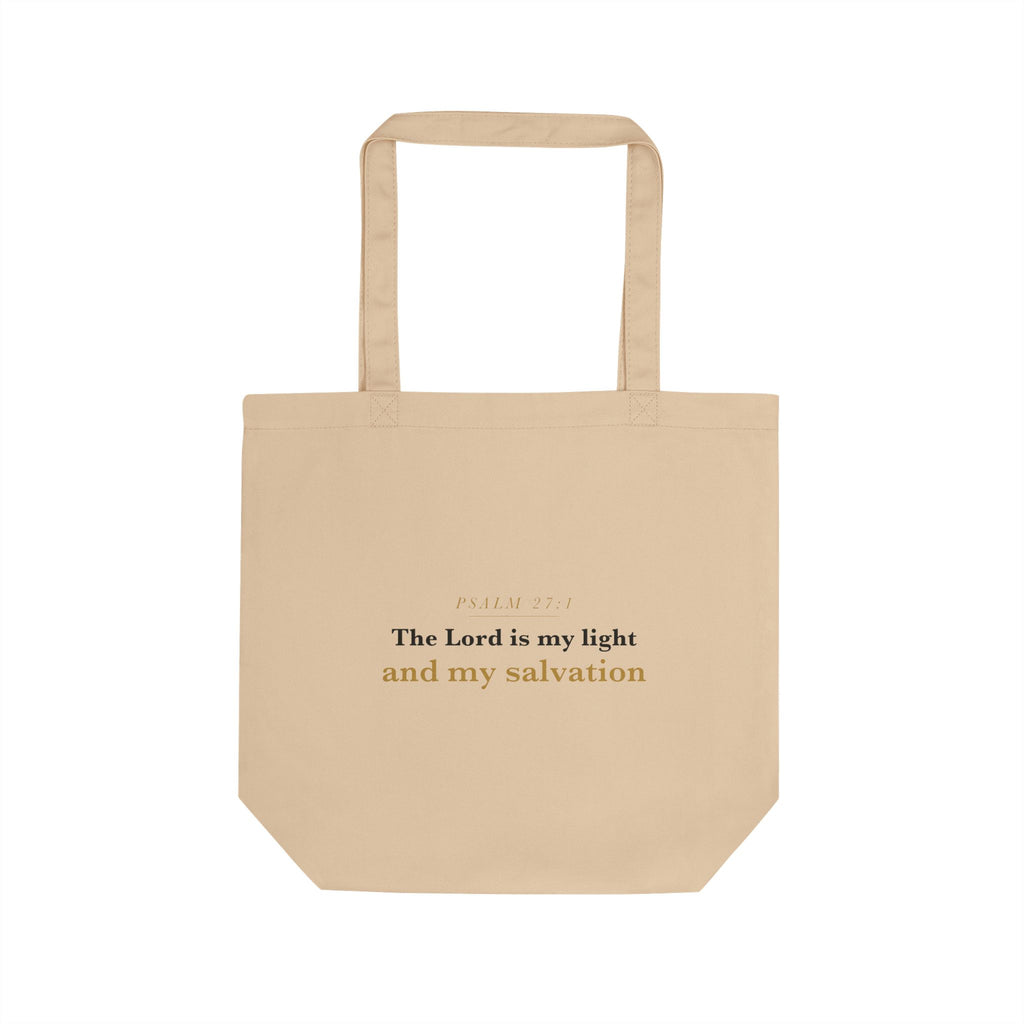 The Lord Is My Light — Psalm 27:1 Scripture Canvas Tote