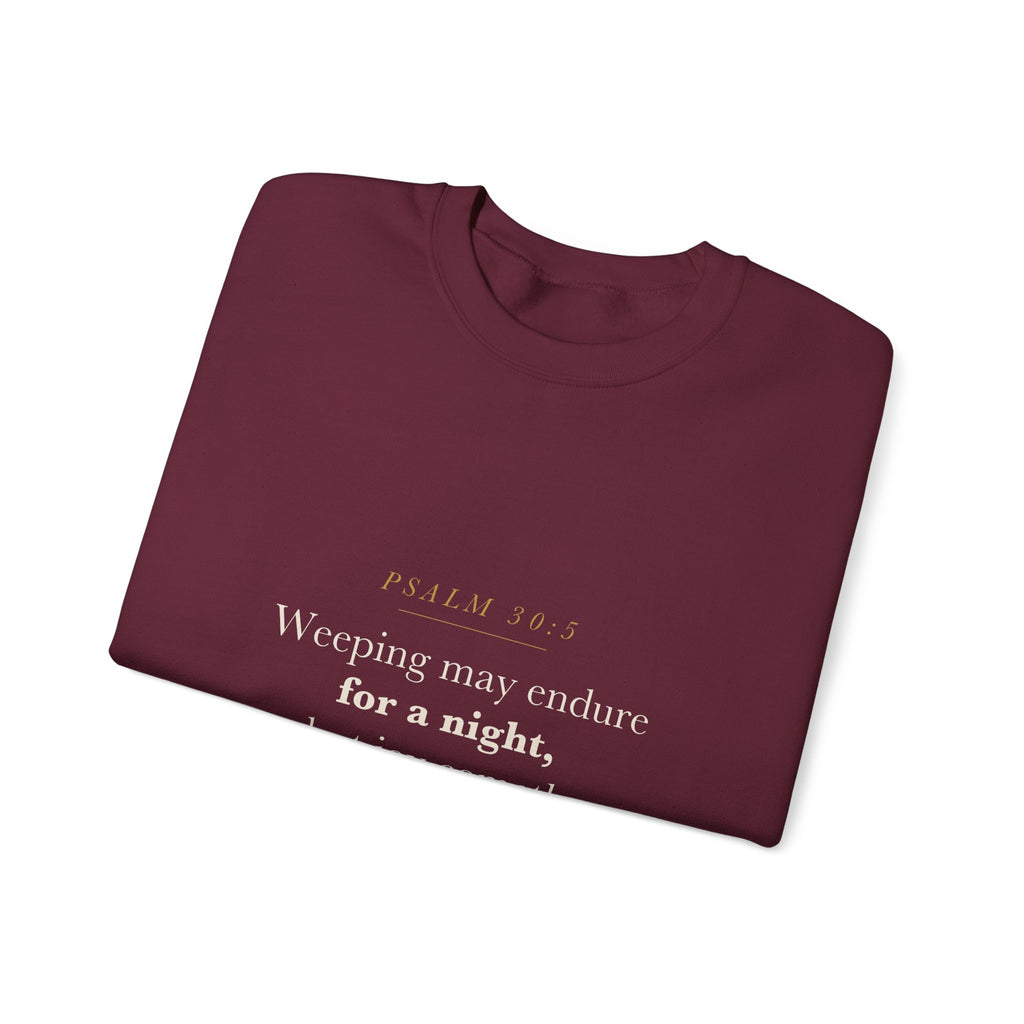 Going Through a Hard Season Christian Gift — Joy Cometh in the Morning, Psalm 30:5 Scripture Sweatshirt