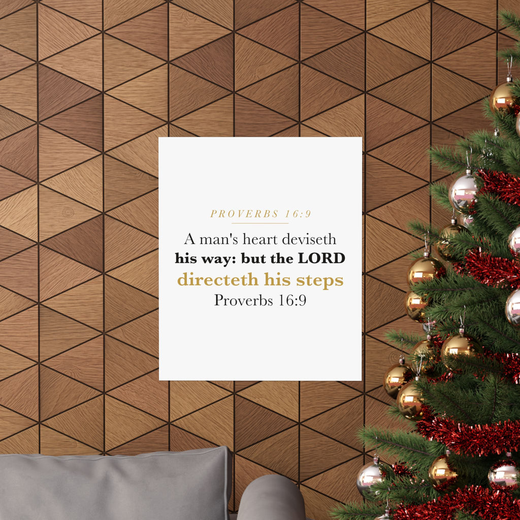The LORD Directeth His Steps Proverbs 16:9 New Job Promotion Gift Poster | Minimalist Christian Print for New Career