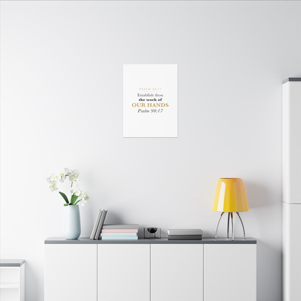 Establish the Work of Our Hands Psalm 90:17 Retirement Gift Canvas | Elegant Serif Christian Wall Art for Retiree