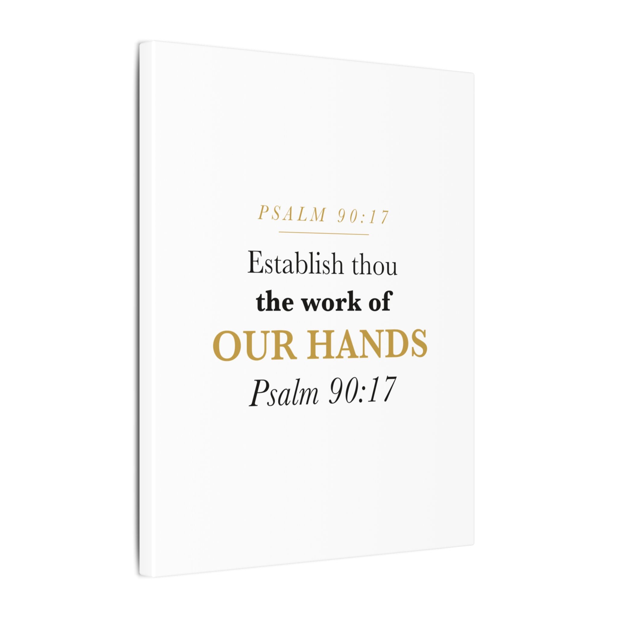 Establish the Work of Our Hands Psalm 90:17 Retirement Gift Canvas | Elegant Serif Christian Wall Art for Retiree