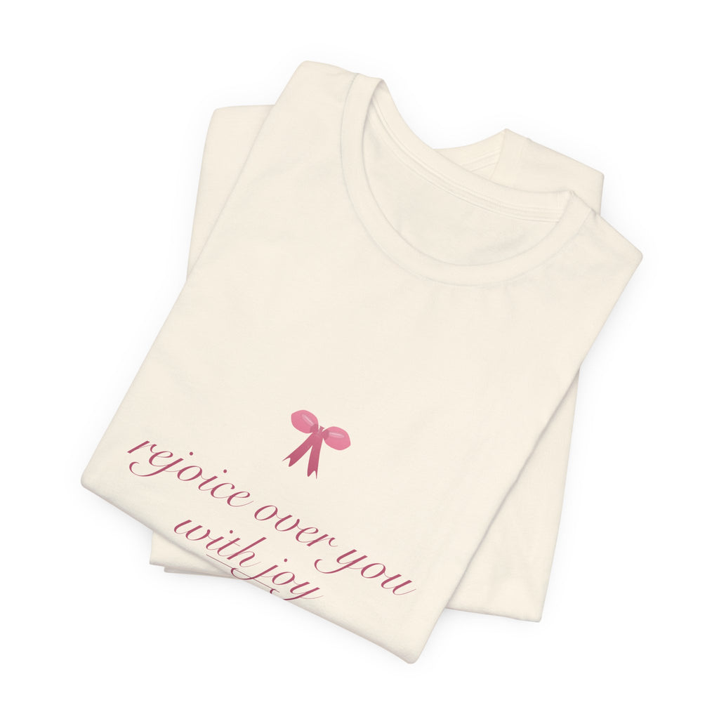 Rejoice Over You With Joy Shirt, Coquette Christian Tee, Soft Girl Faith Aesthetic, Bible Verse