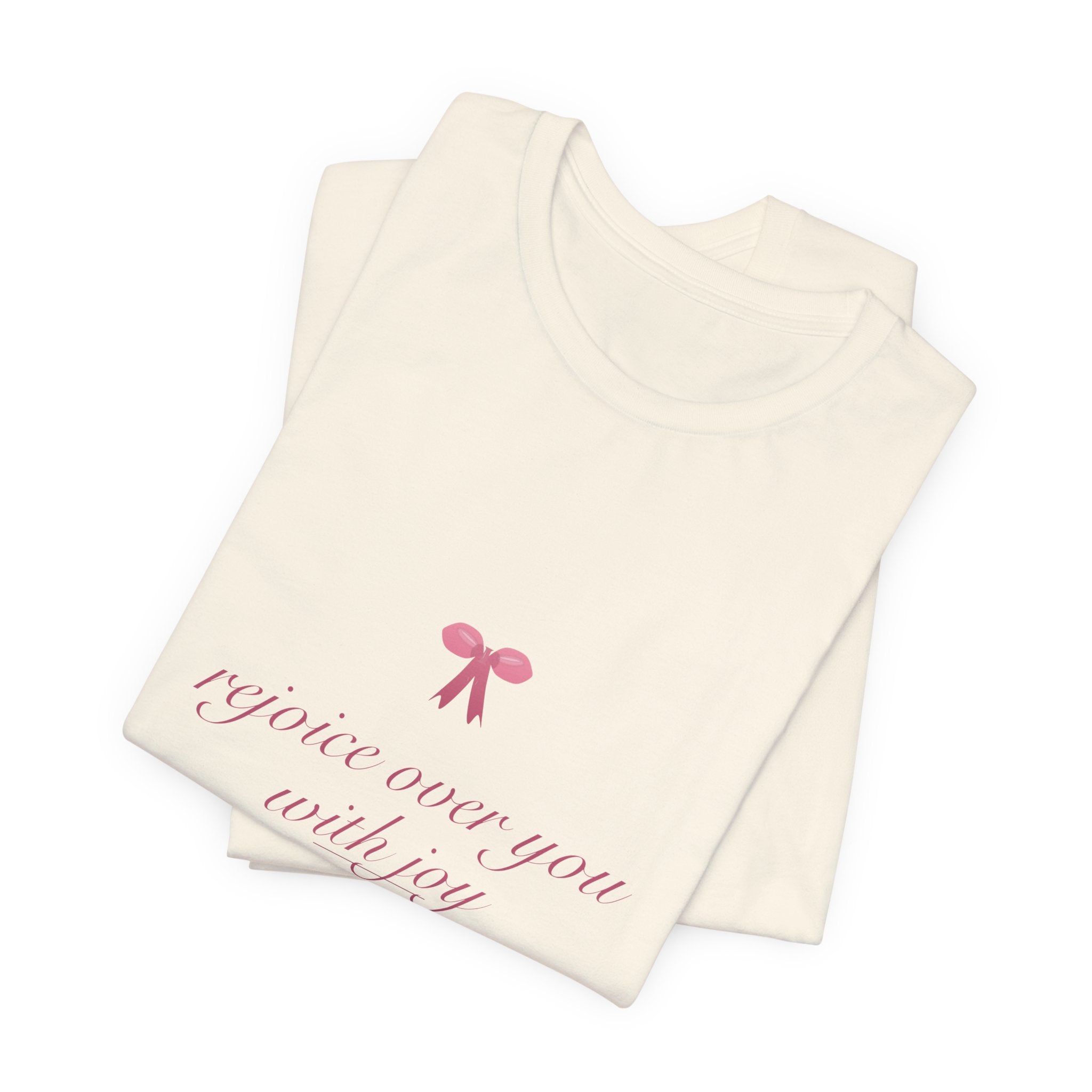 Rejoice Over You With Joy Shirt, Coquette Christian Tee, Soft Girl Faith Aesthetic, Bible Verse