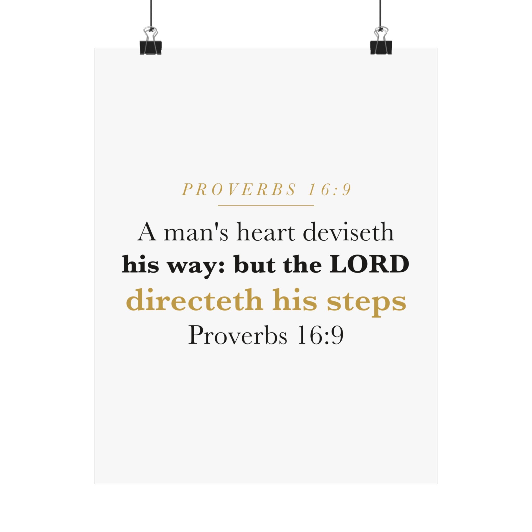 The LORD Directeth His Steps Proverbs 16:9 New Job Promotion Gift Poster | Minimalist Christian Print for New Career