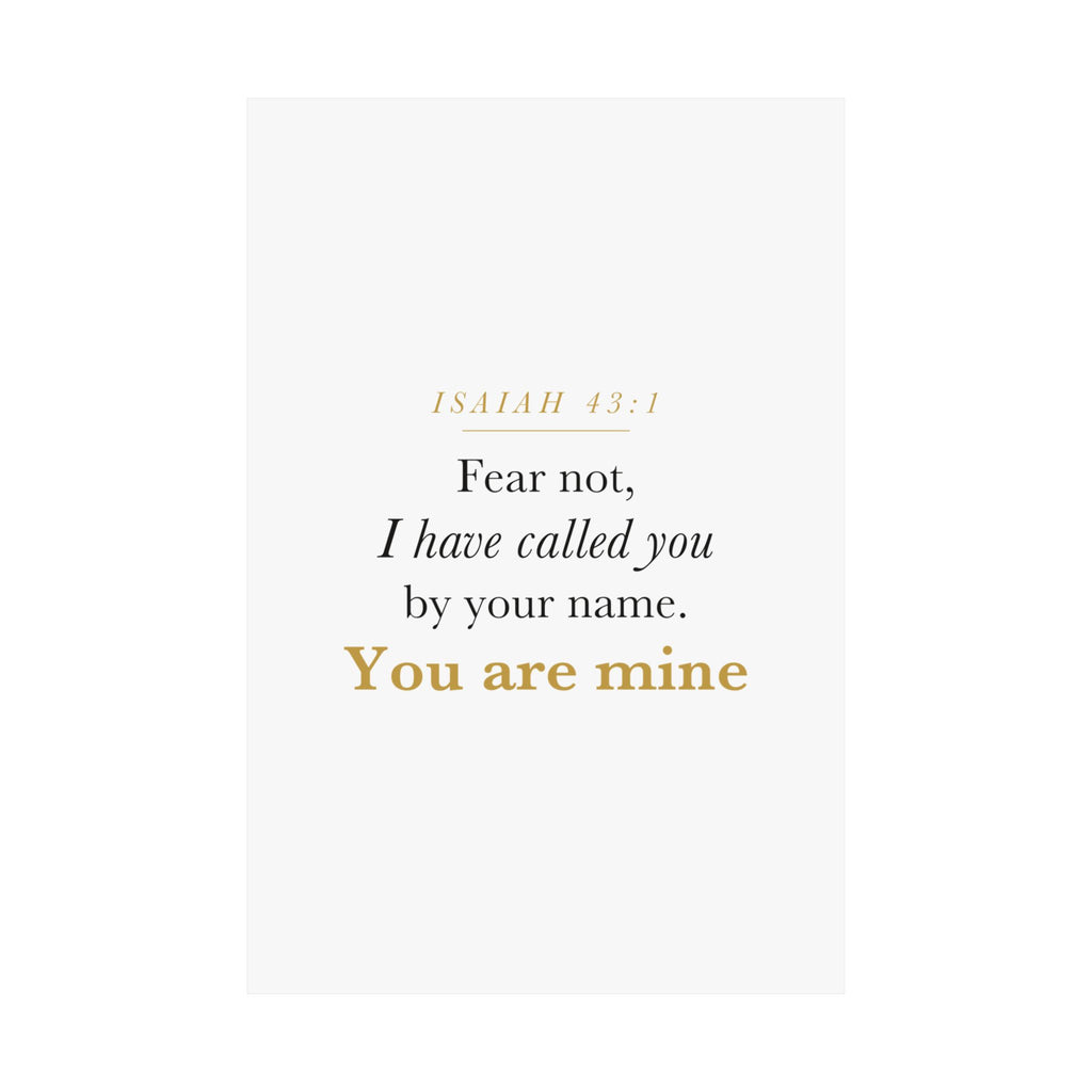 Isaiah 43:1 Nursery Wall Art — Fear Not, You Are Mine — Christian Baby Girl Scripture Print