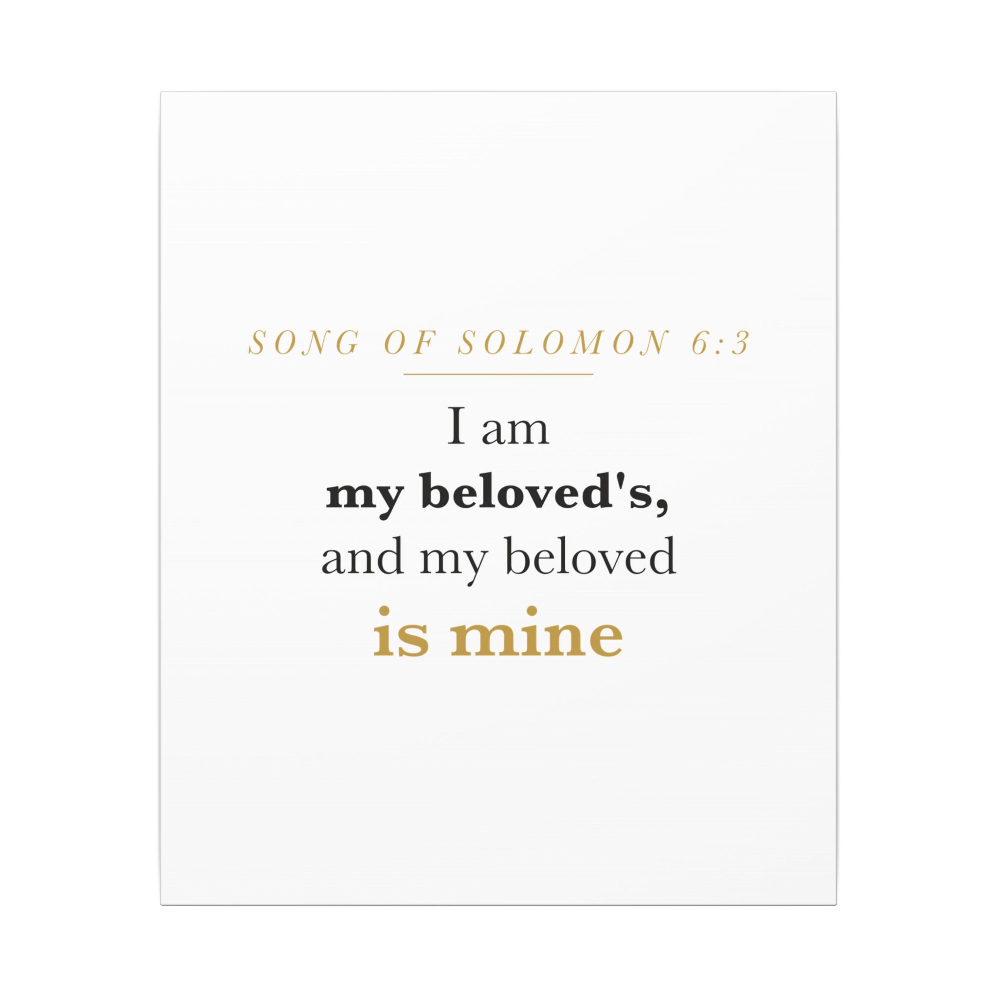 Christian Wedding Gift Scripture Wall Art — I Am My Beloved's, Song of Solomon 6:3 Anniversary Canvas