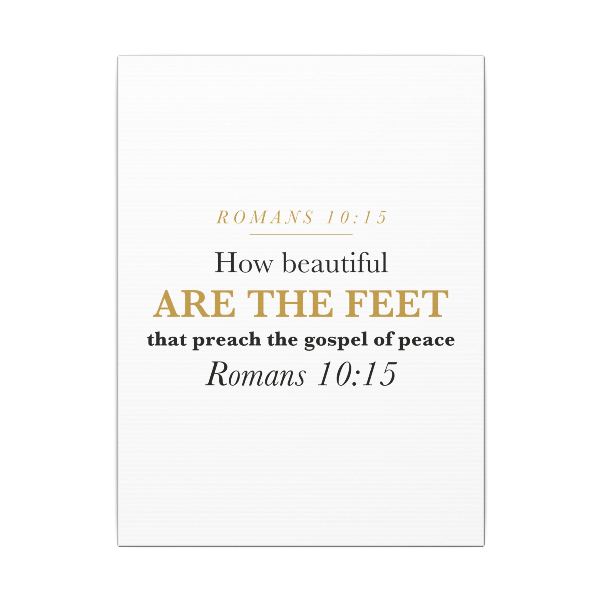 How Beautiful Are the Feet Romans 10:15 Missionary Sending Gift Canvas | Elegant Christian Wall Art for Missions Commissioning
