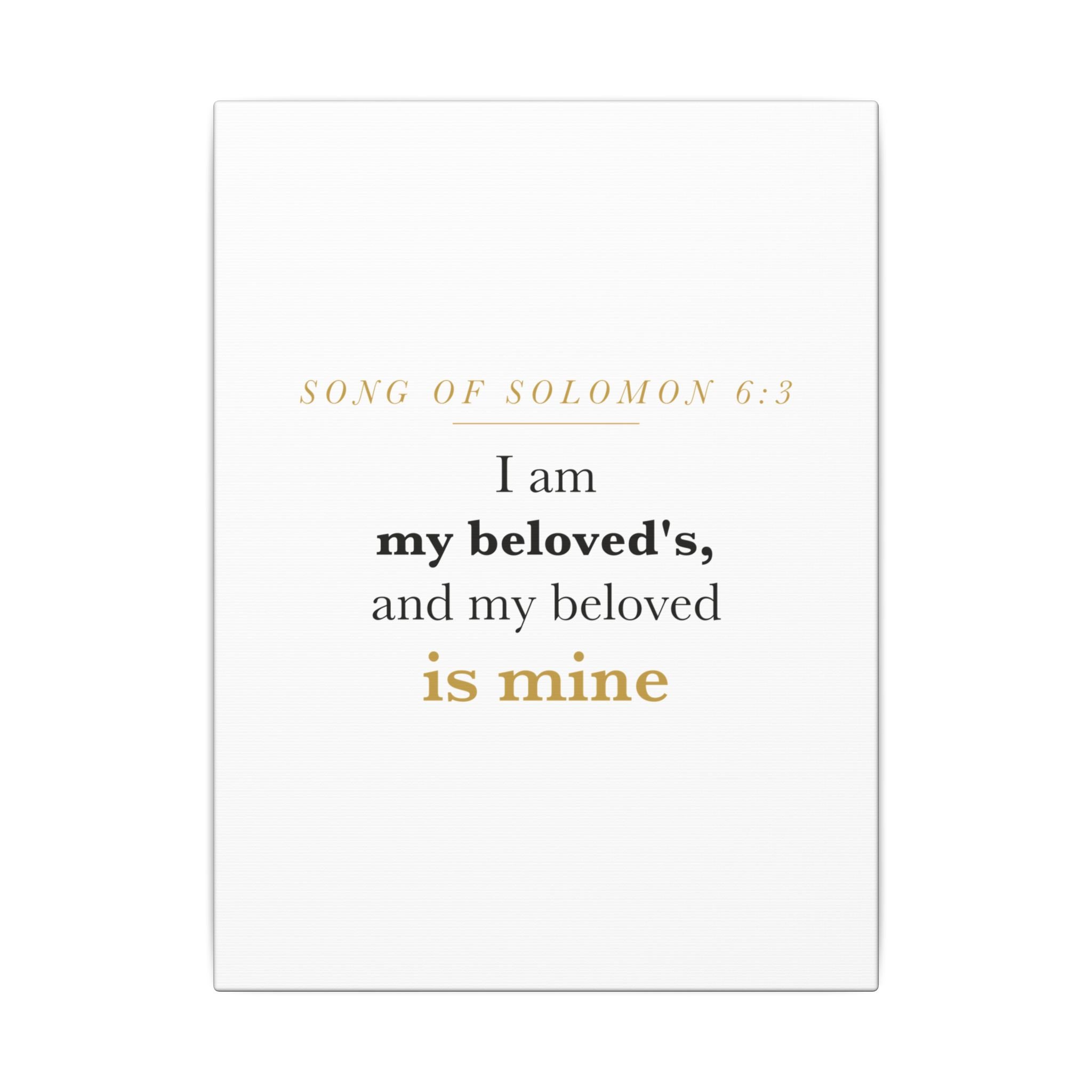 Christian Wedding Gift Scripture Wall Art — I Am My Beloved's, Song of Solomon 6:3 Anniversary Canvas