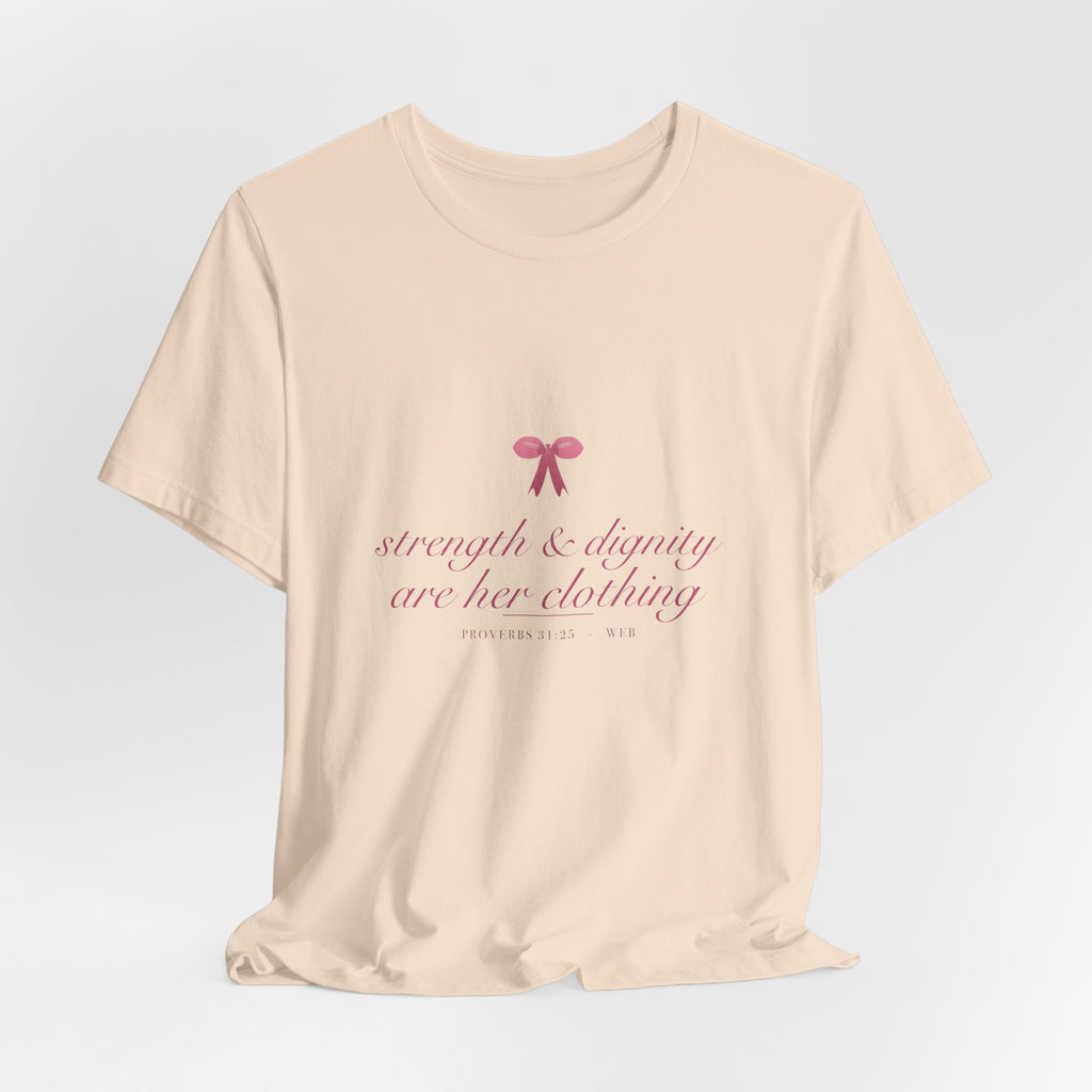 Strength & Dignity Shirt, Proverbs 31 Coquette Christian Tee, Soft Girl Faith Aesthetic Bible Verse
