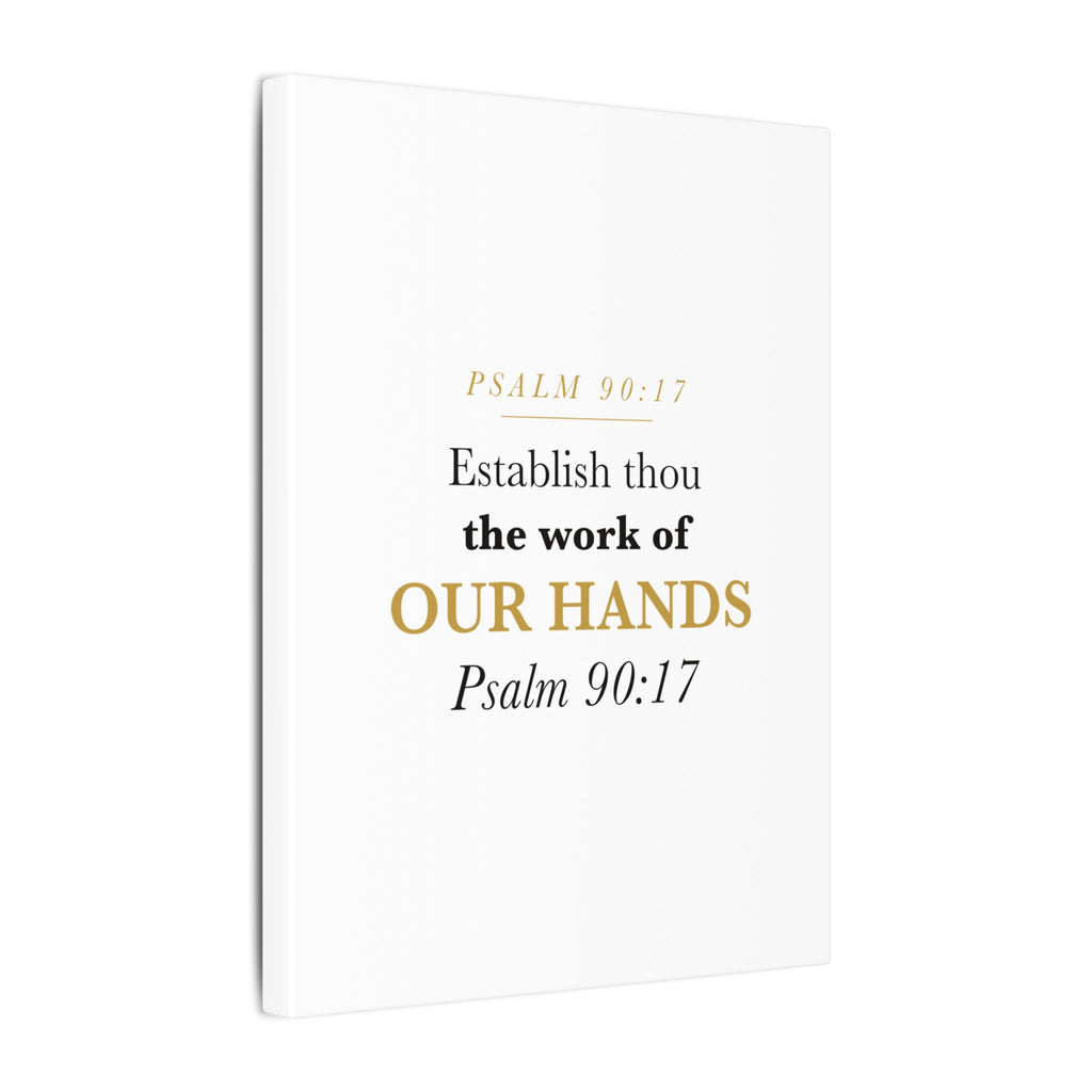 Establish the Work of Our Hands Psalm 90:17 Retirement Gift Canvas | Elegant Serif Christian Wall Art for Retiree