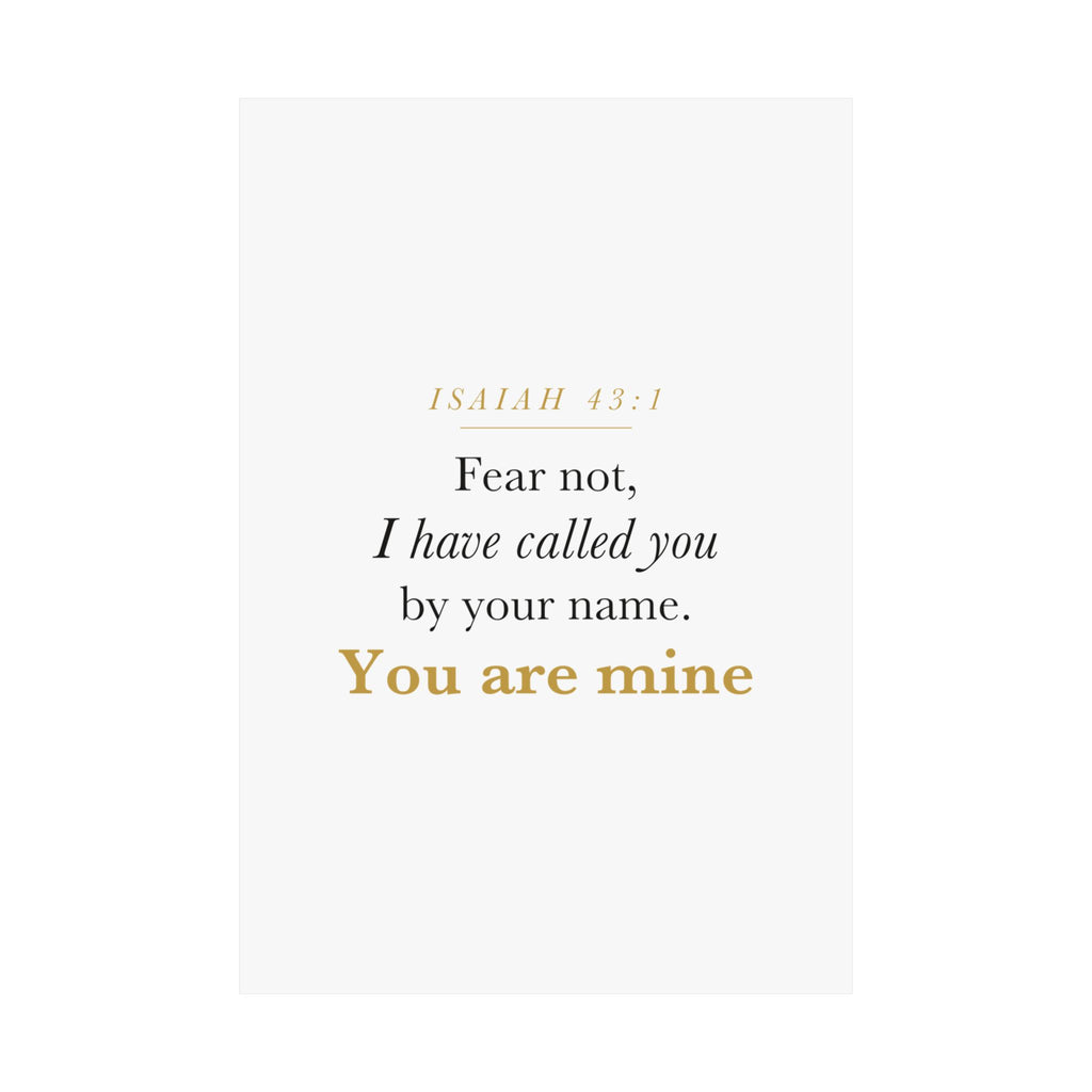 Isaiah 43:1 Nursery Wall Art — Fear Not, You Are Mine — Christian Baby Girl Scripture Print