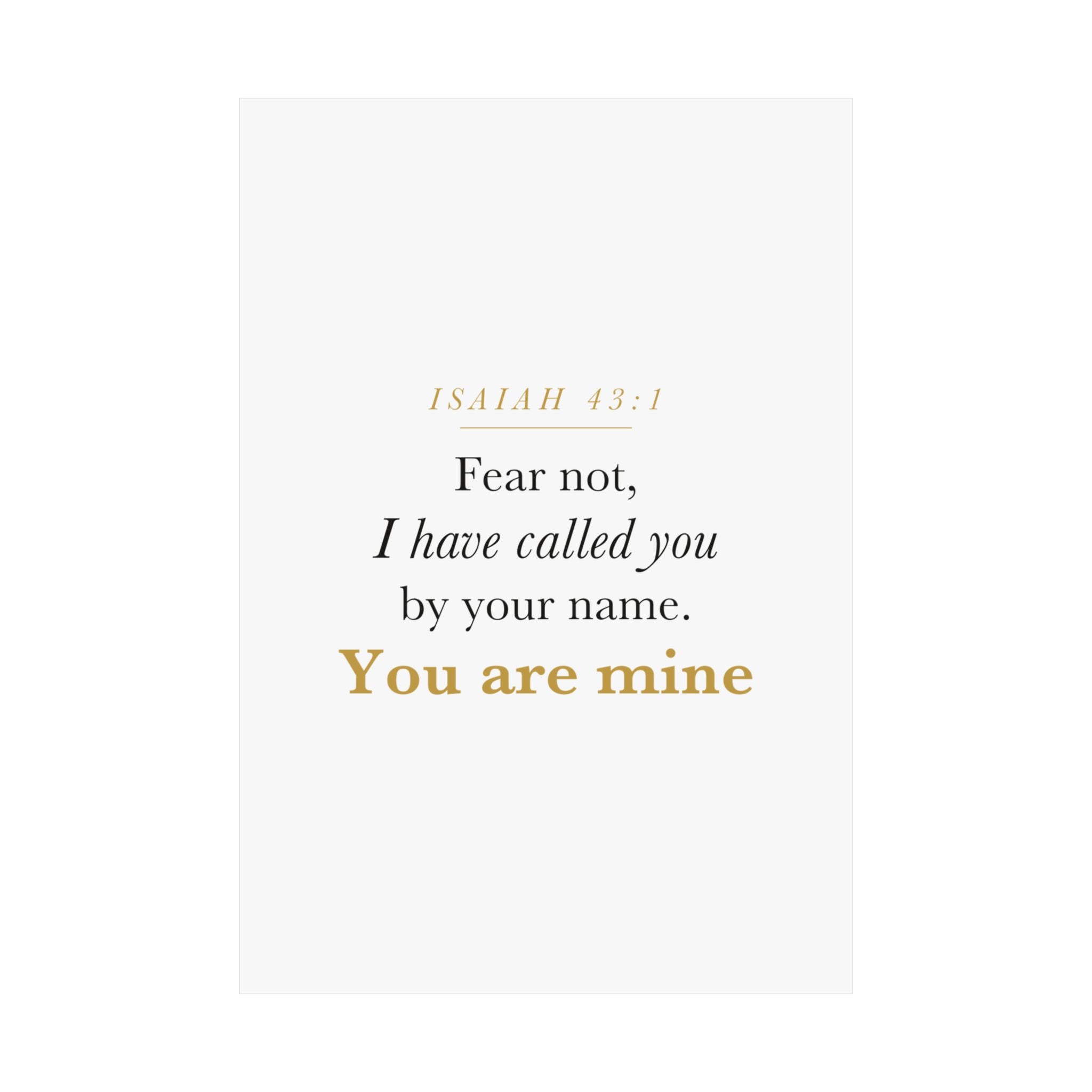 Isaiah 43:1 Nursery Wall Art — Fear Not, You Are Mine — Christian Baby Girl Scripture Print