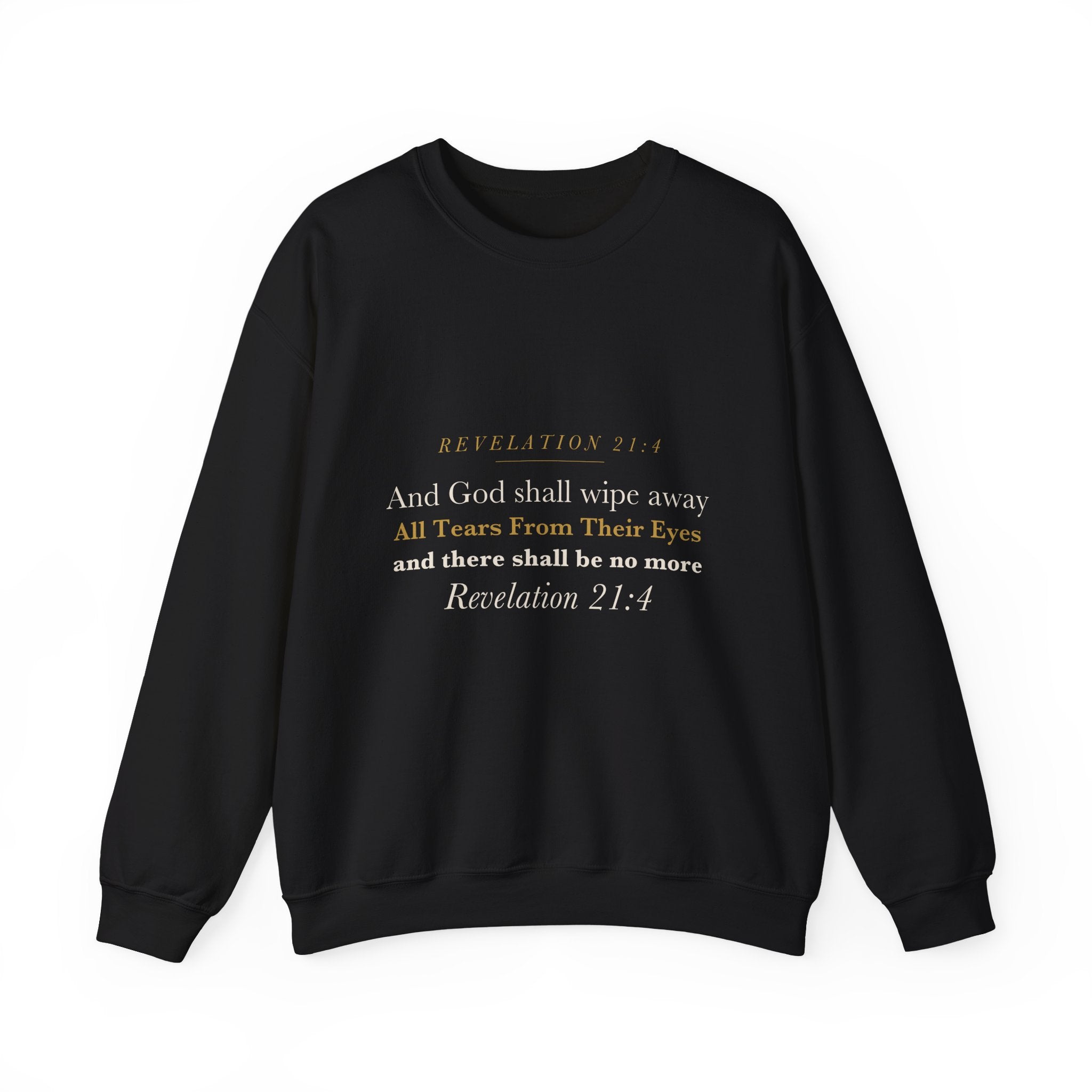 No More Tears Memorial Crewneck | Revelation 21:4 Grief & Loss Sweatshirt | Sympathy Gift for Loss of Spouse or Parent