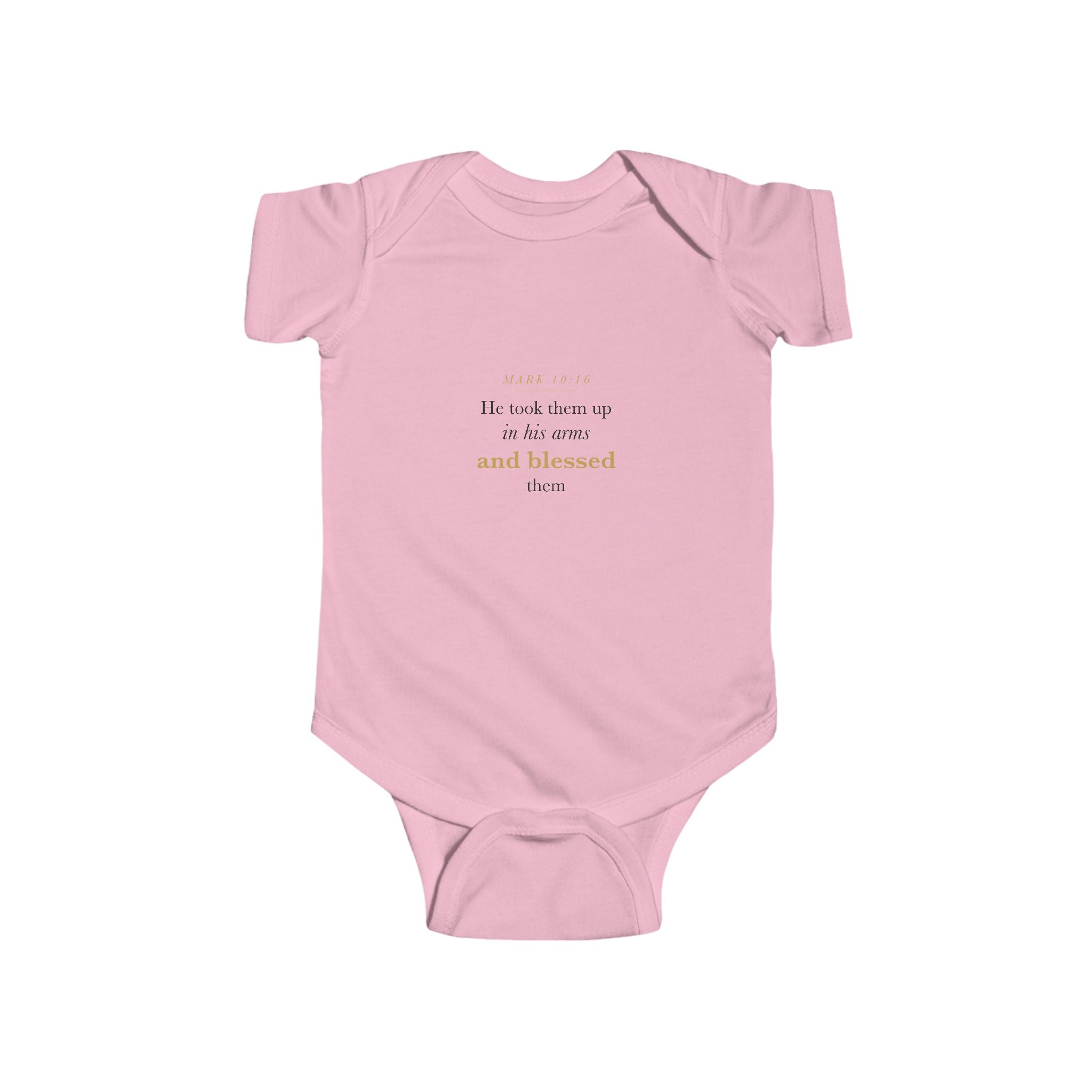 Baptism Bodysuit Bible Verse — He Blessed Them, Mark 10:16 Baby Dedication Christening Gift Onesie