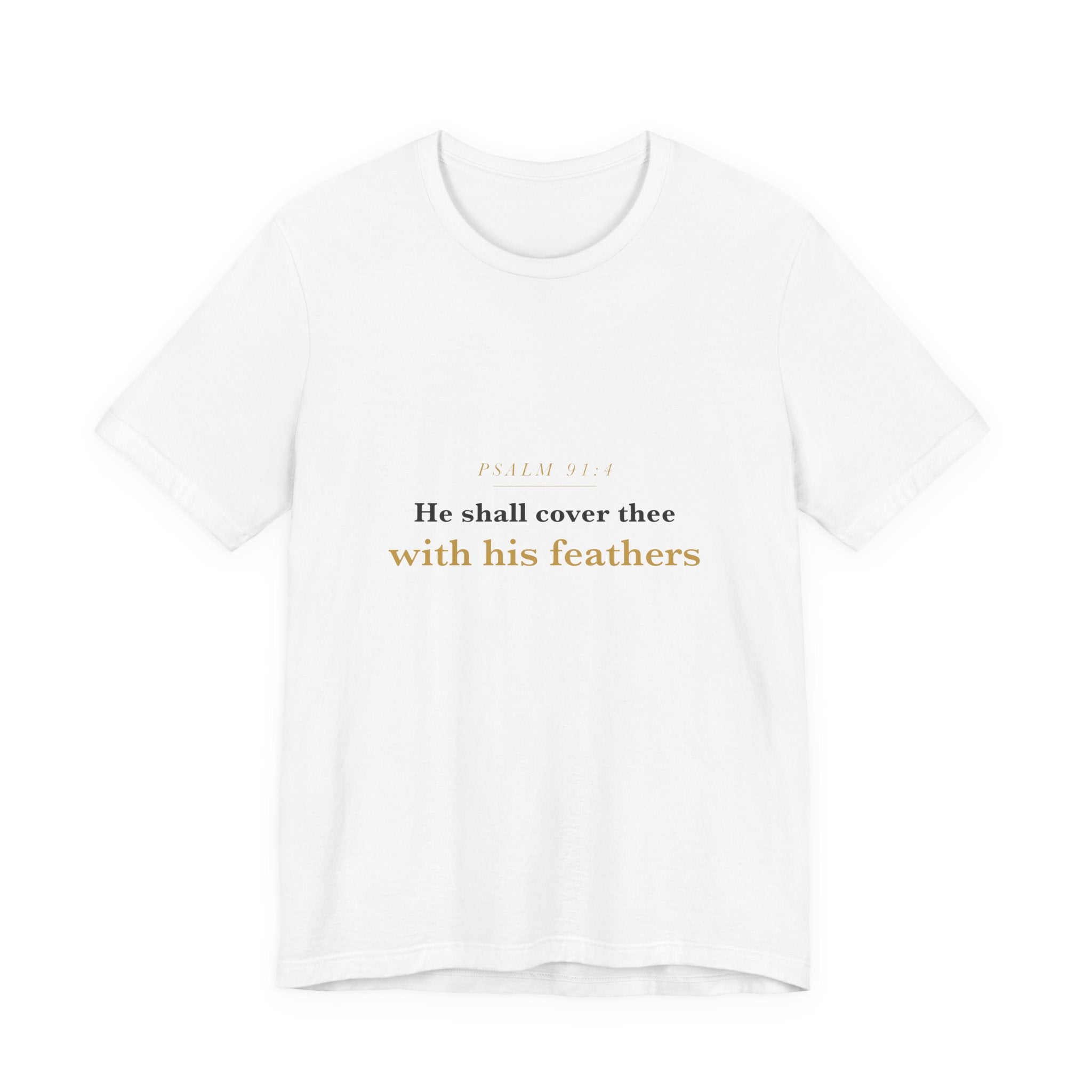 He Shall Cover Thee — Psalm 91:4 Scripture Tee · Light