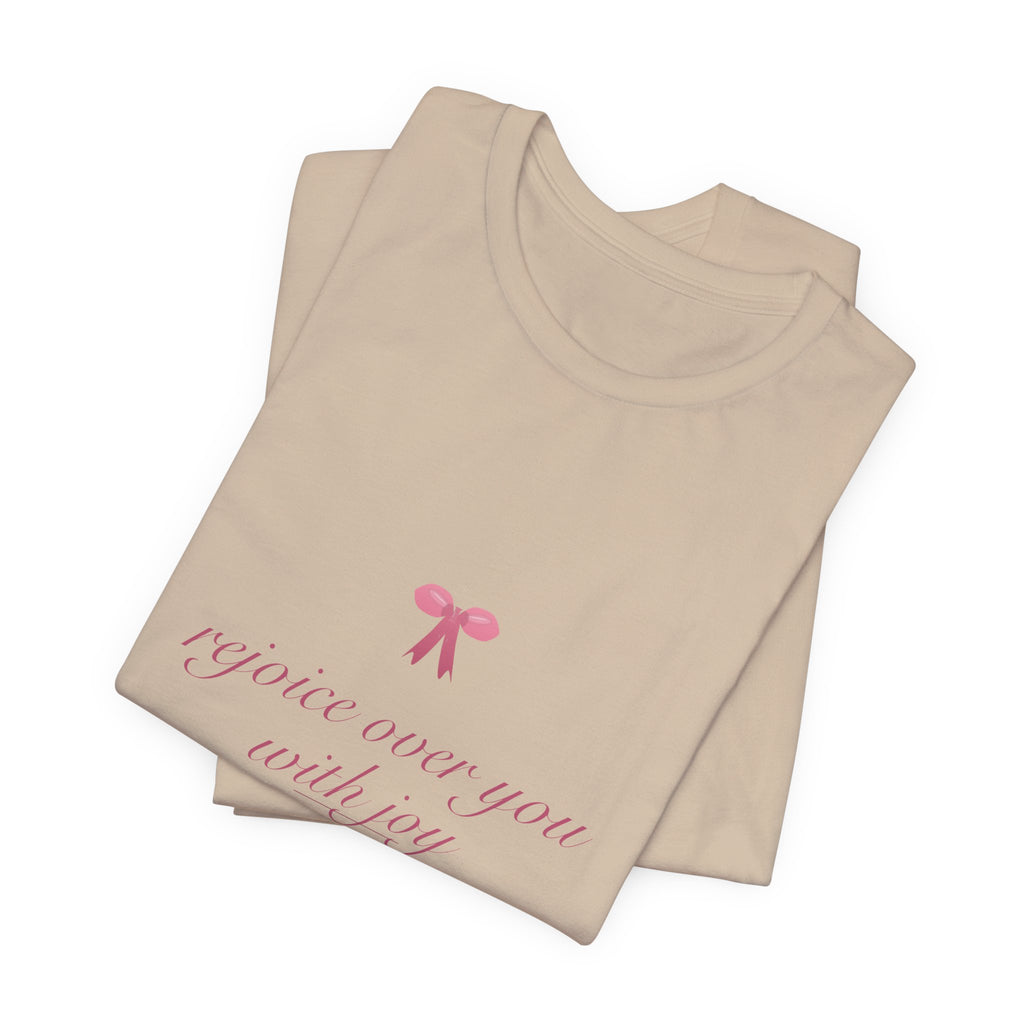 Rejoice Over You With Joy Shirt, Coquette Christian Tee, Soft Girl Faith Aesthetic, Bible Verse
