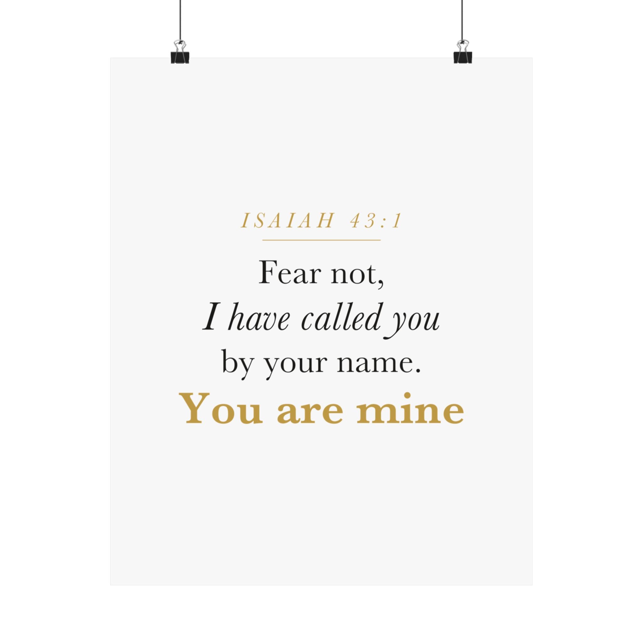 Isaiah 43:1 Nursery Wall Art — Fear Not, You Are Mine — Christian Baby Girl Scripture Print