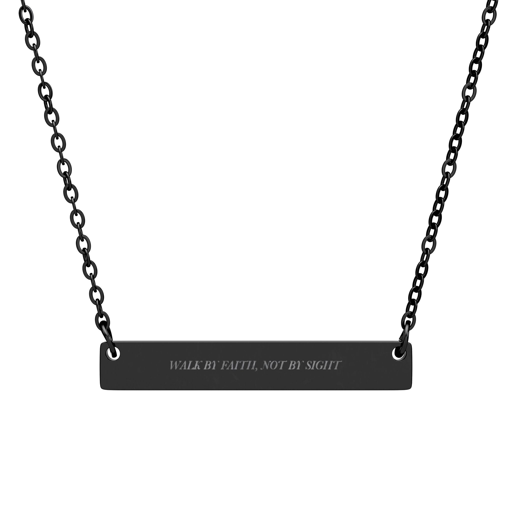 Walk by Faith Not by Sight Bar Necklace - 2 Corinthians 5:7 Christian Faith Jewelry, Engraved