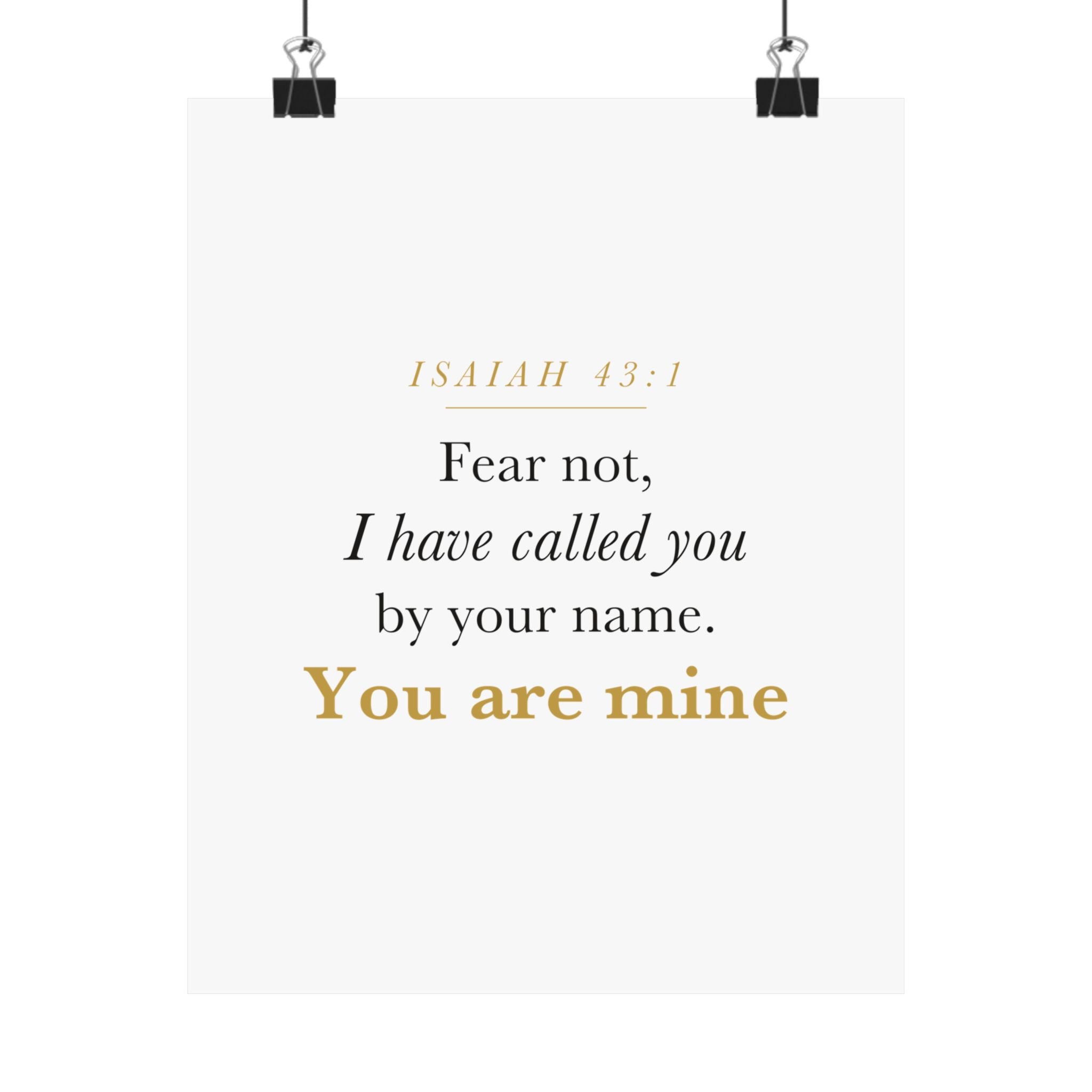 Isaiah 43:1 Nursery Wall Art — Fear Not, You Are Mine — Christian Baby Girl Scripture Print