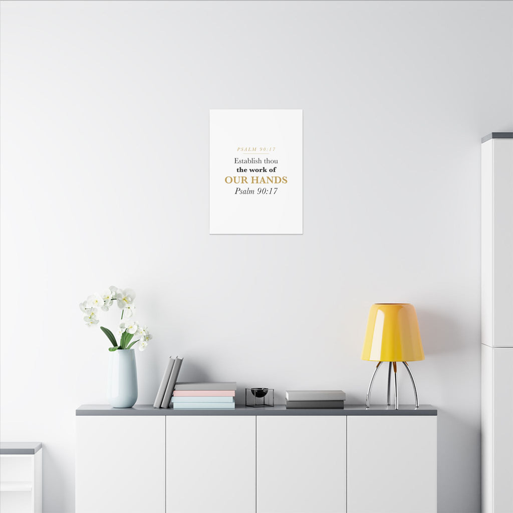 Establish the Work of Our Hands Psalm 90:17 Retirement Gift Canvas | Elegant Serif Christian Wall Art for Retiree